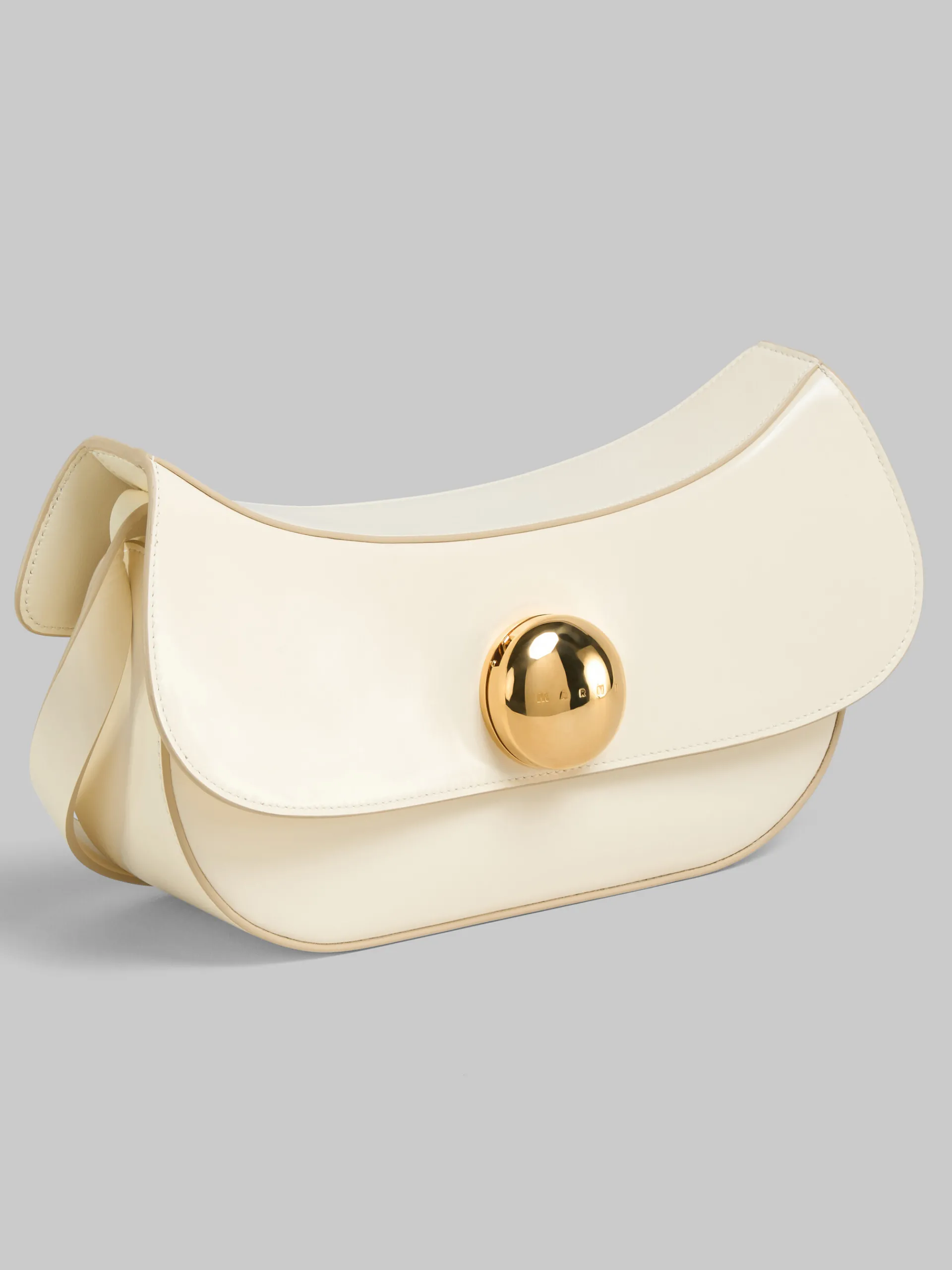 Shoulder Bags>Marni Cream Leather Butterfly Medium Hobo Bag SHELL