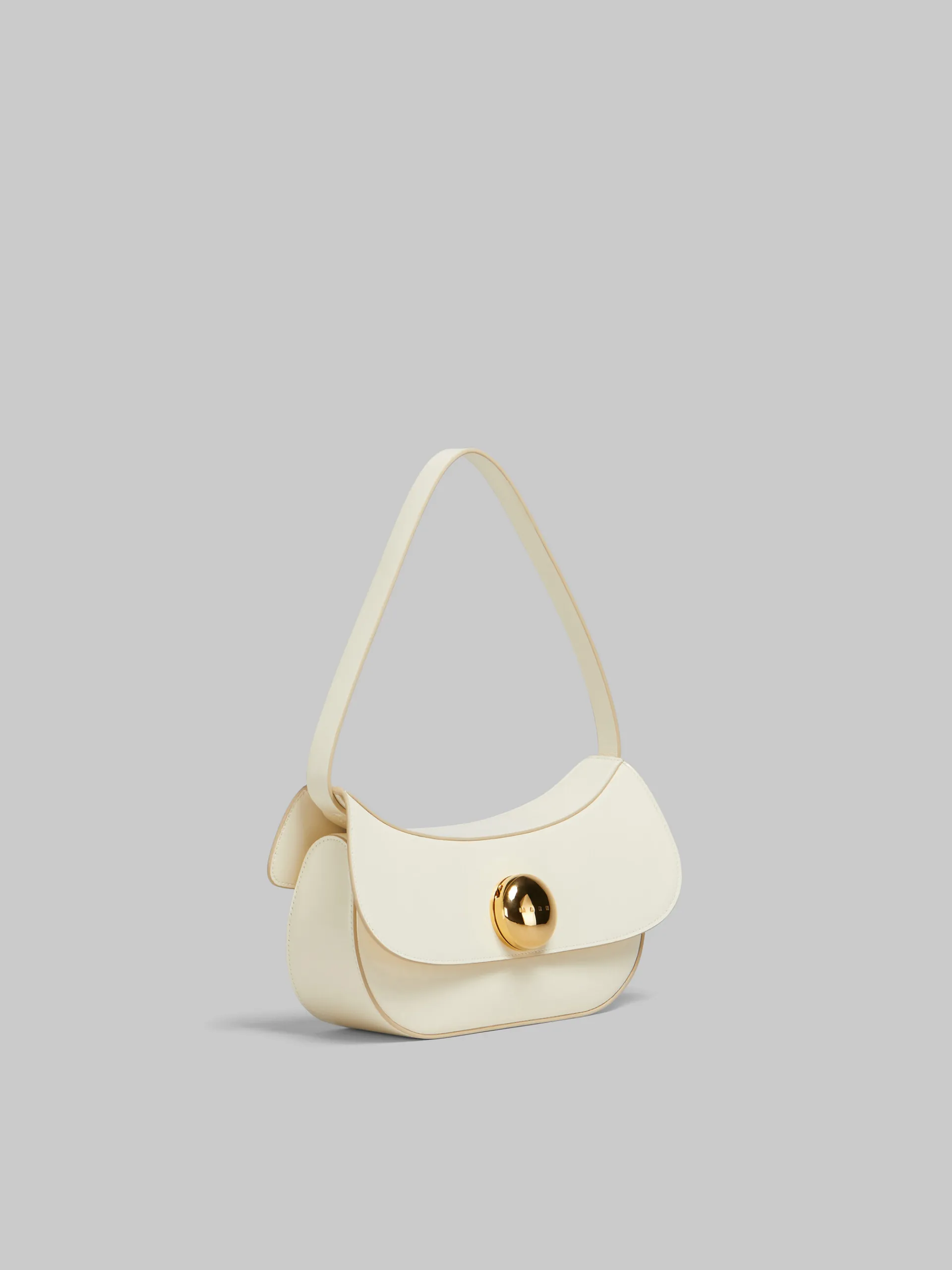 Shoulder Bags>Marni Cream Leather Butterfly Medium Hobo Bag SHELL