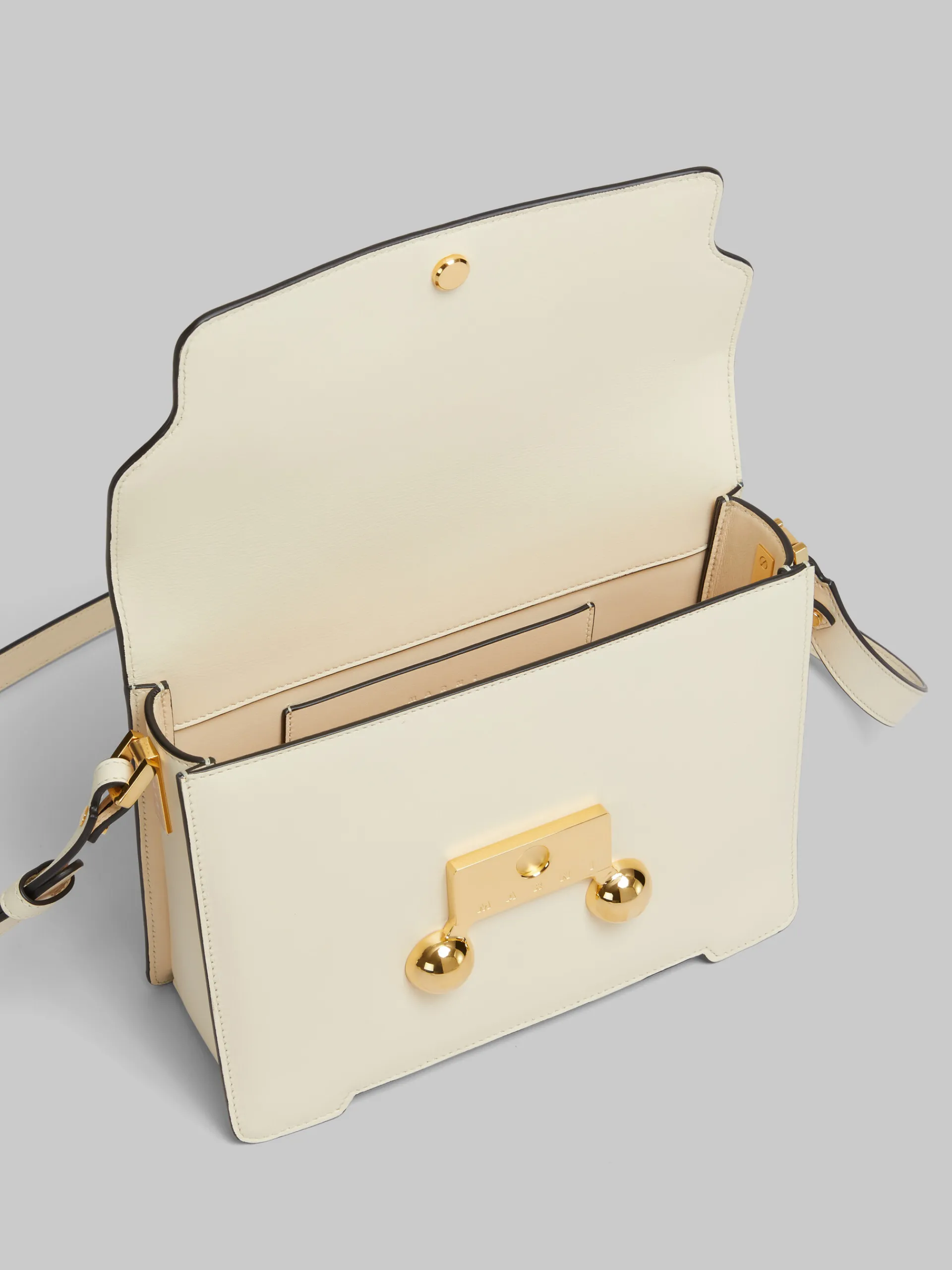 Trunkaroo Bag | Crossbody Bags>Marni Cream Leather Trunkaroo Medium Shoulder Bag SHELL