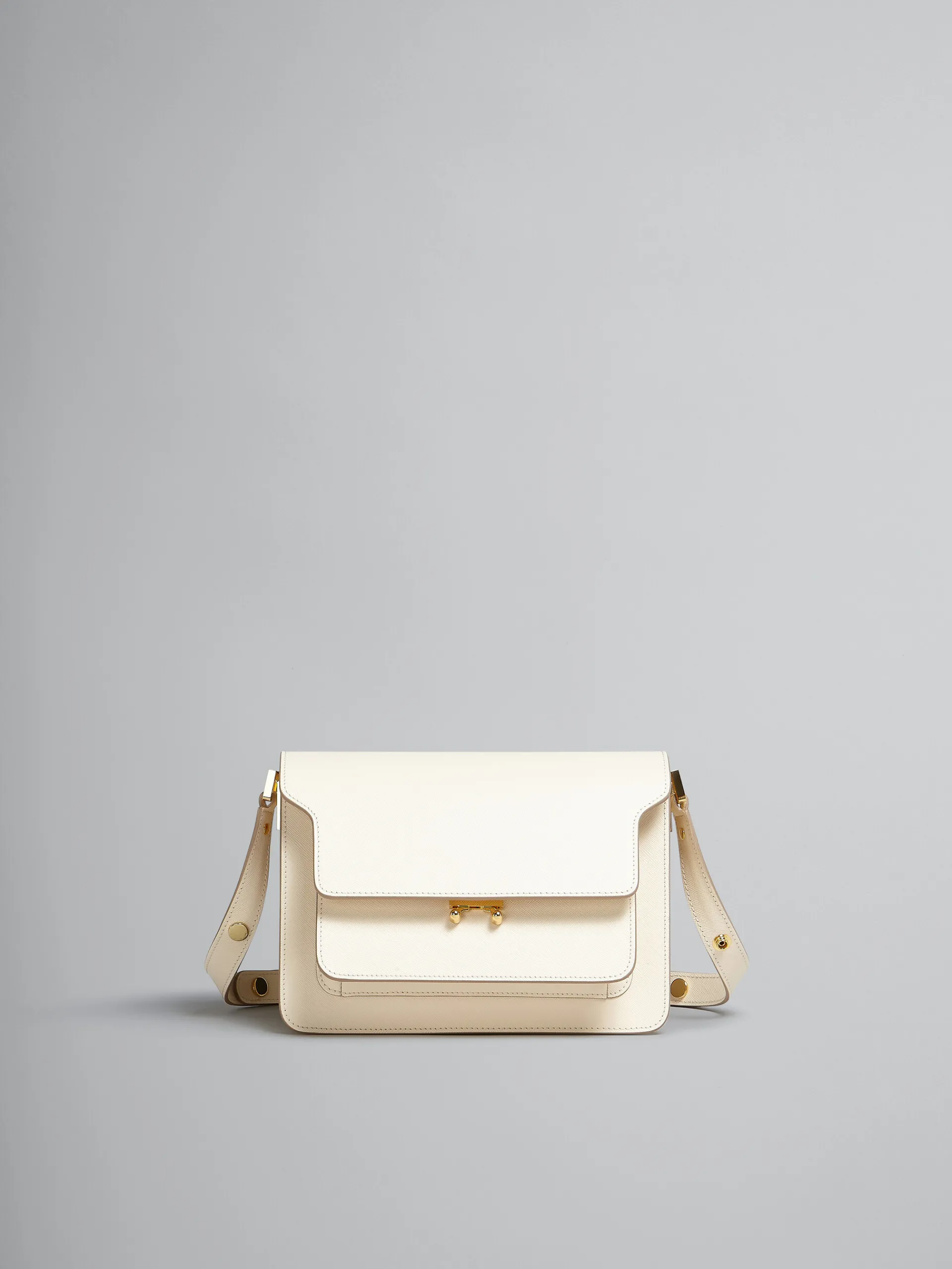 Shoulder Bags>Marni Cream Saffiano Leather Medium Trunk Bag TALC