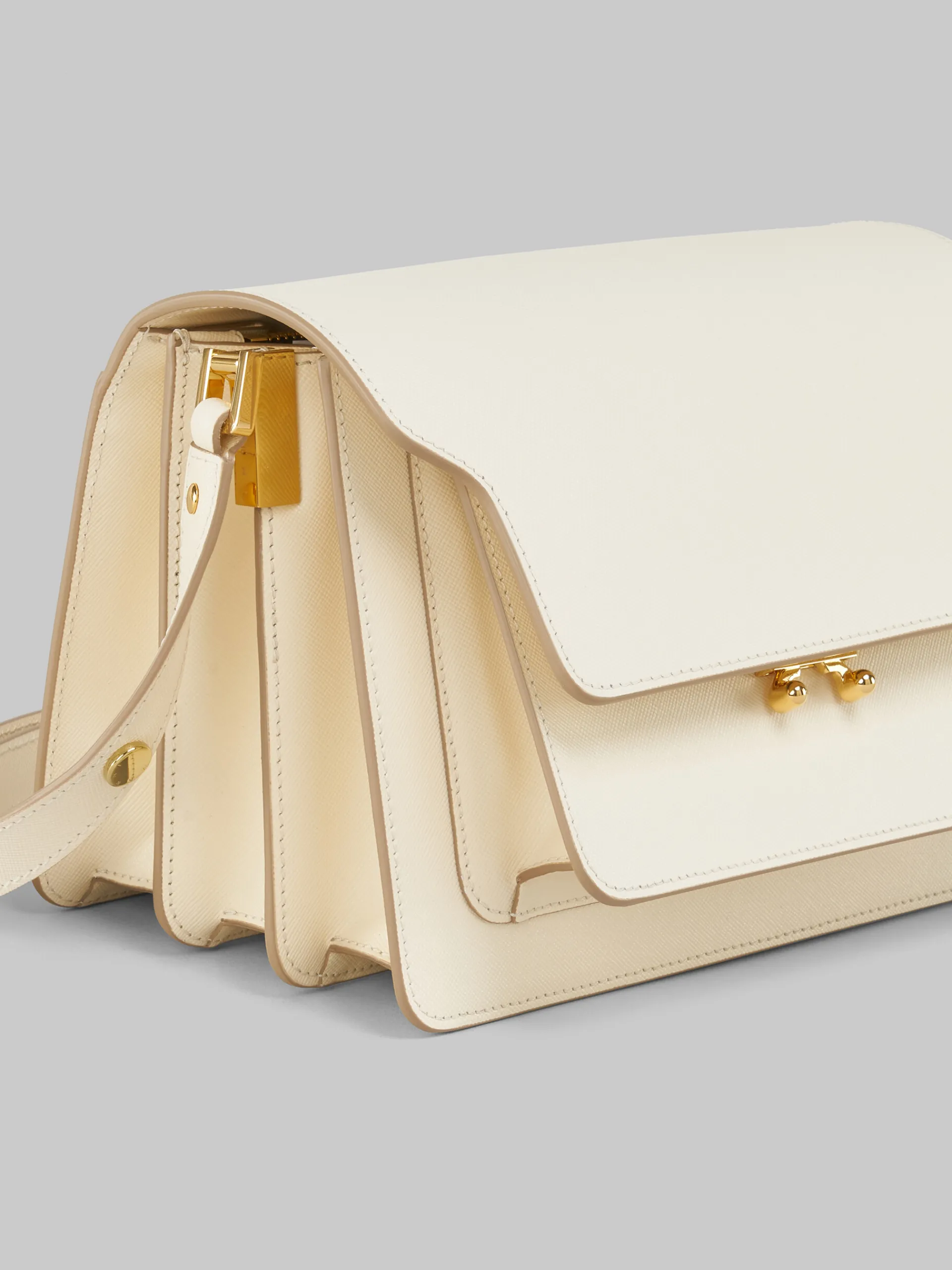 Shoulder Bags>Marni Cream Saffiano Leather Medium Trunk Bag TALC
