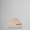 Hats>Marni Cream Shetland Wool Beanie With Mending BEIGE