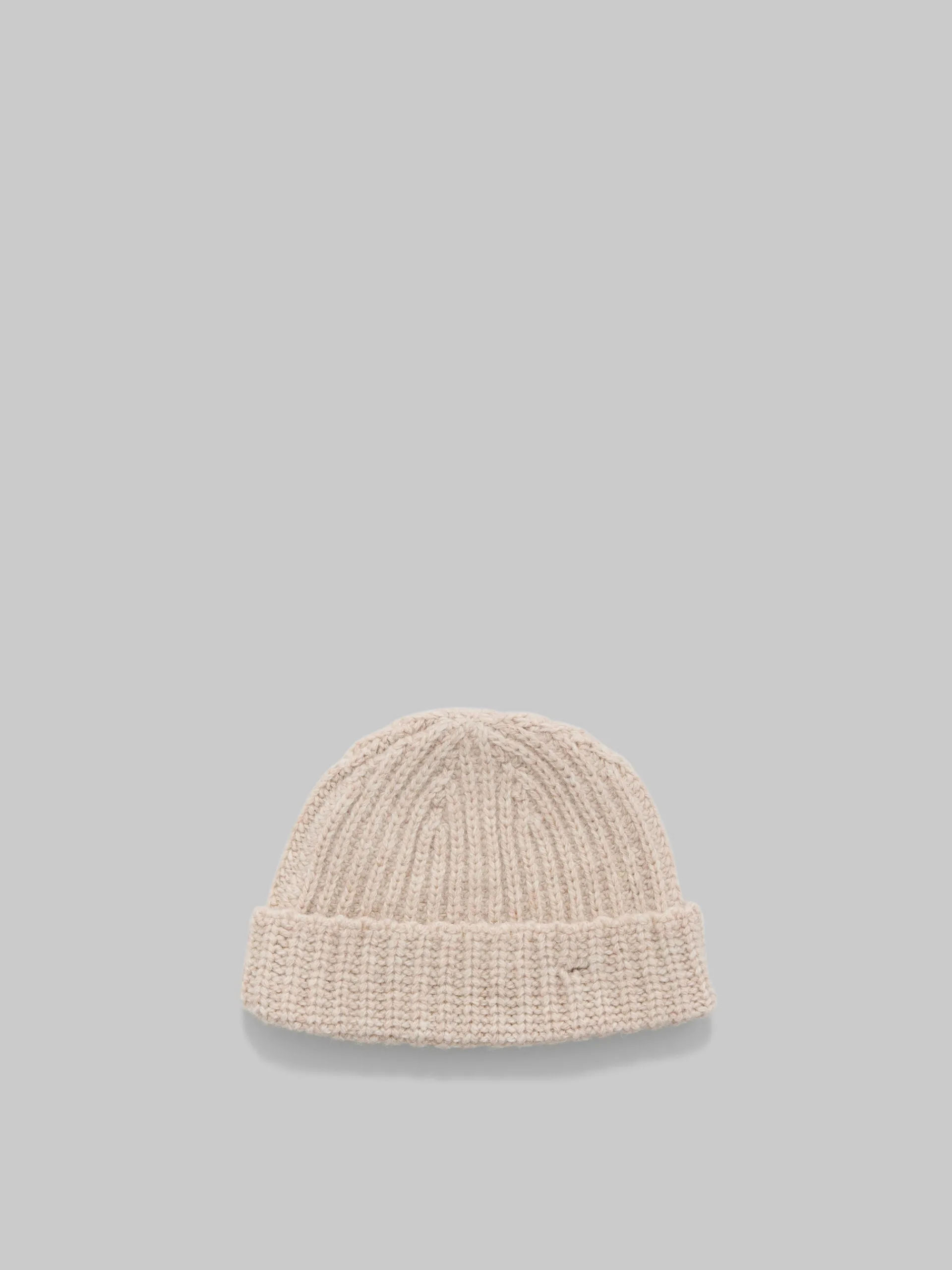 Hats>Marni Cream Shetland Wool Beanie With Mending BEIGE