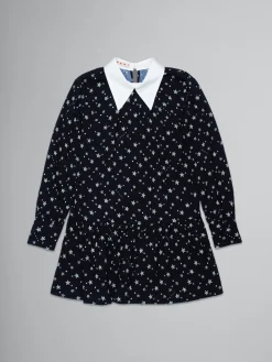 Kids>Marni Crepe Fabric Dress With Stardust Print BLACK