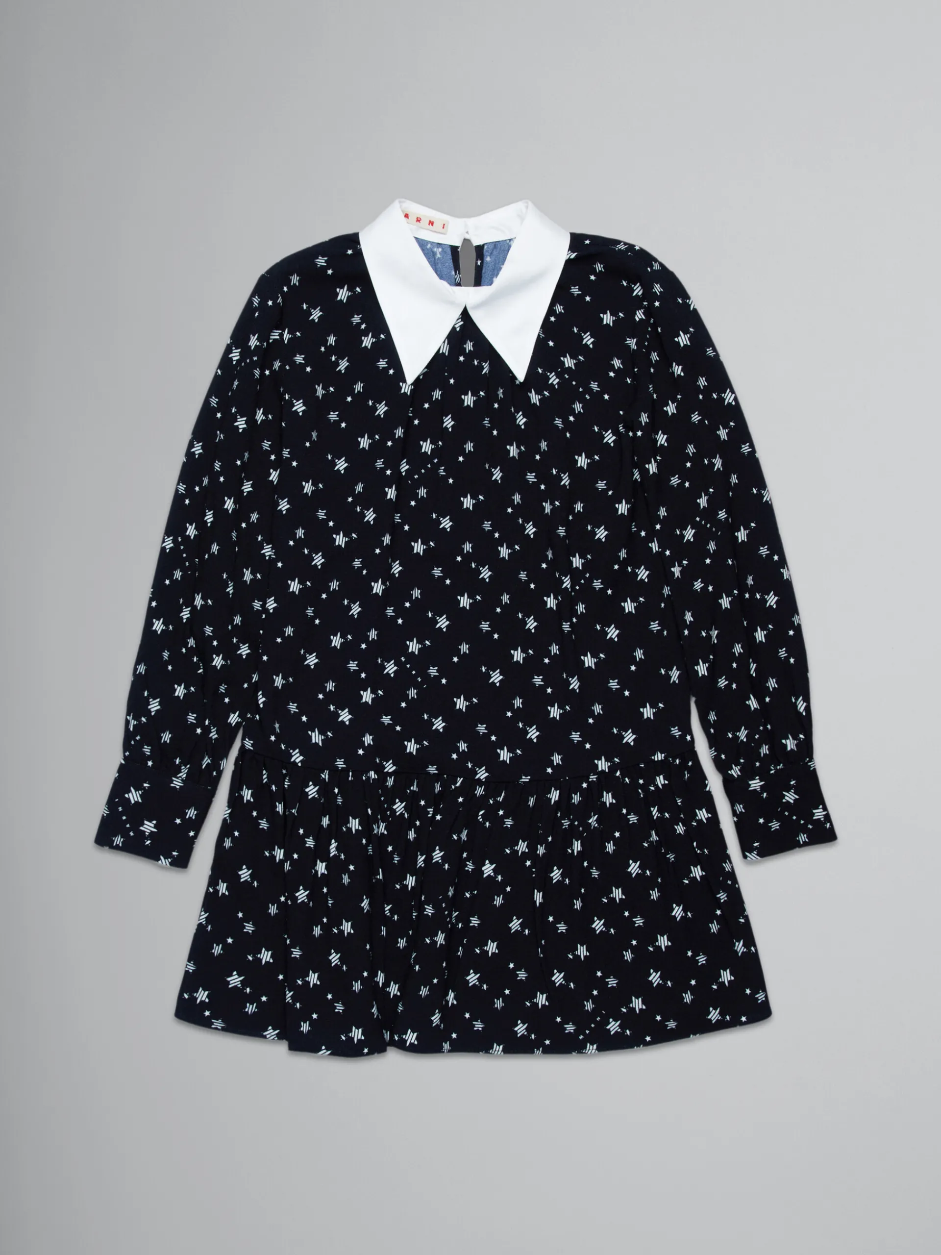 Kids>Marni Crepe Fabric Dress With Stardust Print BLACK