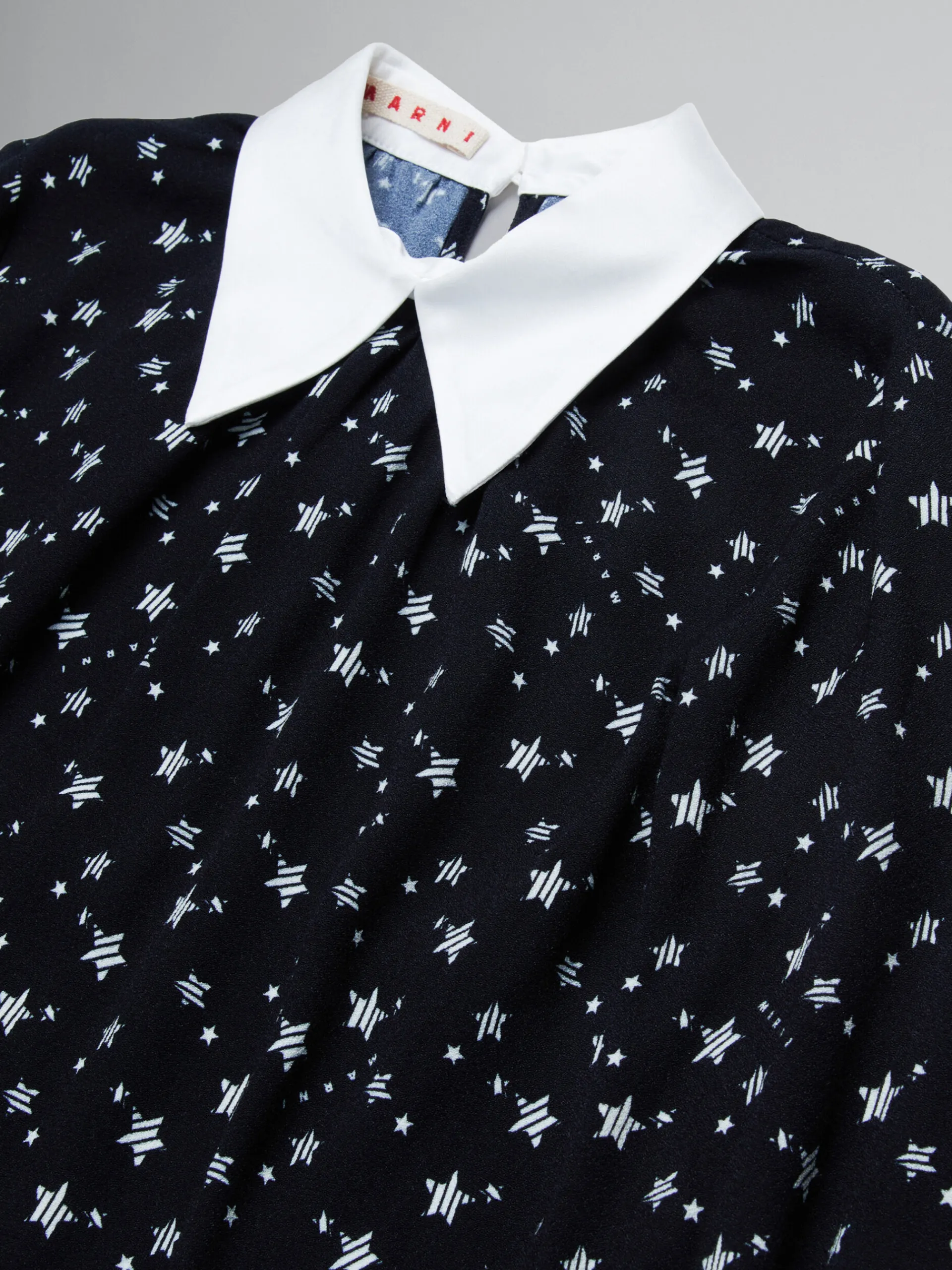 Kids>Marni Crepe Fabric Dress With Stardust Print BLACK