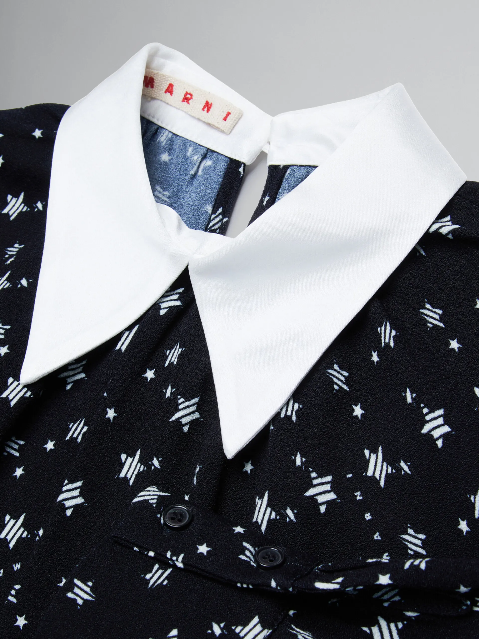 Kids>Marni Crepe Fabric Dress With Stardust Print BLACK