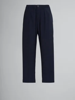 Pants>Marni Cropped Trousers In Blue Tropical Wool BLUBLACK