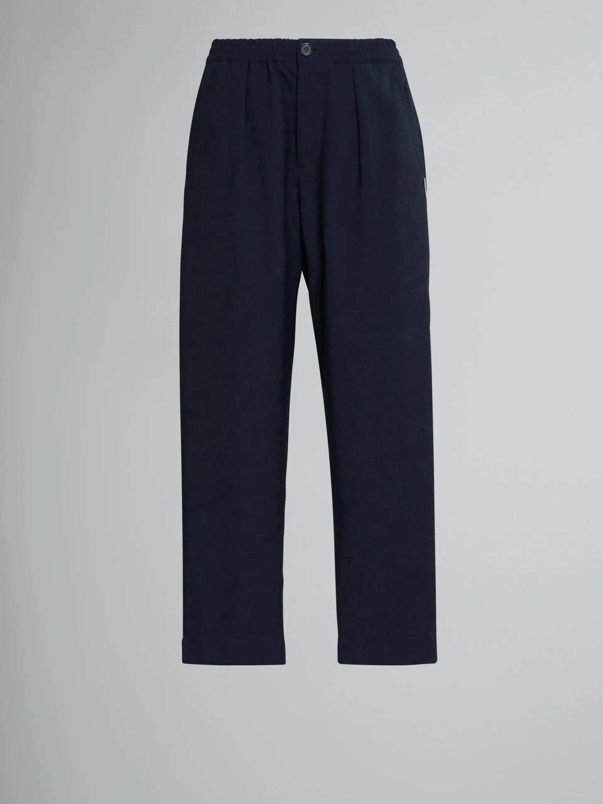 Pants>Marni Cropped Trousers In Blue Tropical Wool BLUBLACK