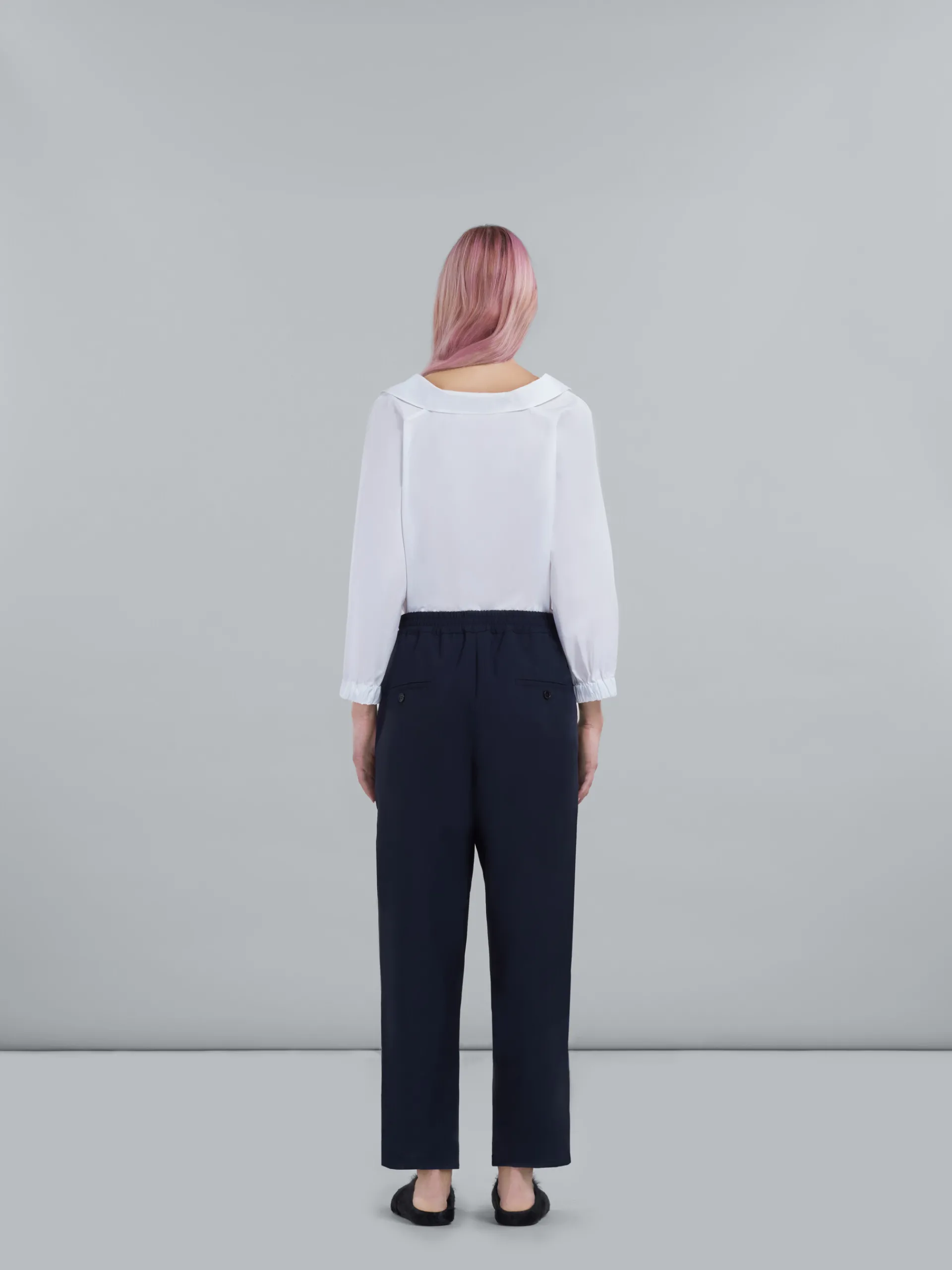 Pants>Marni Cropped Trousers In Blue Tropical Wool BLUBLACK
