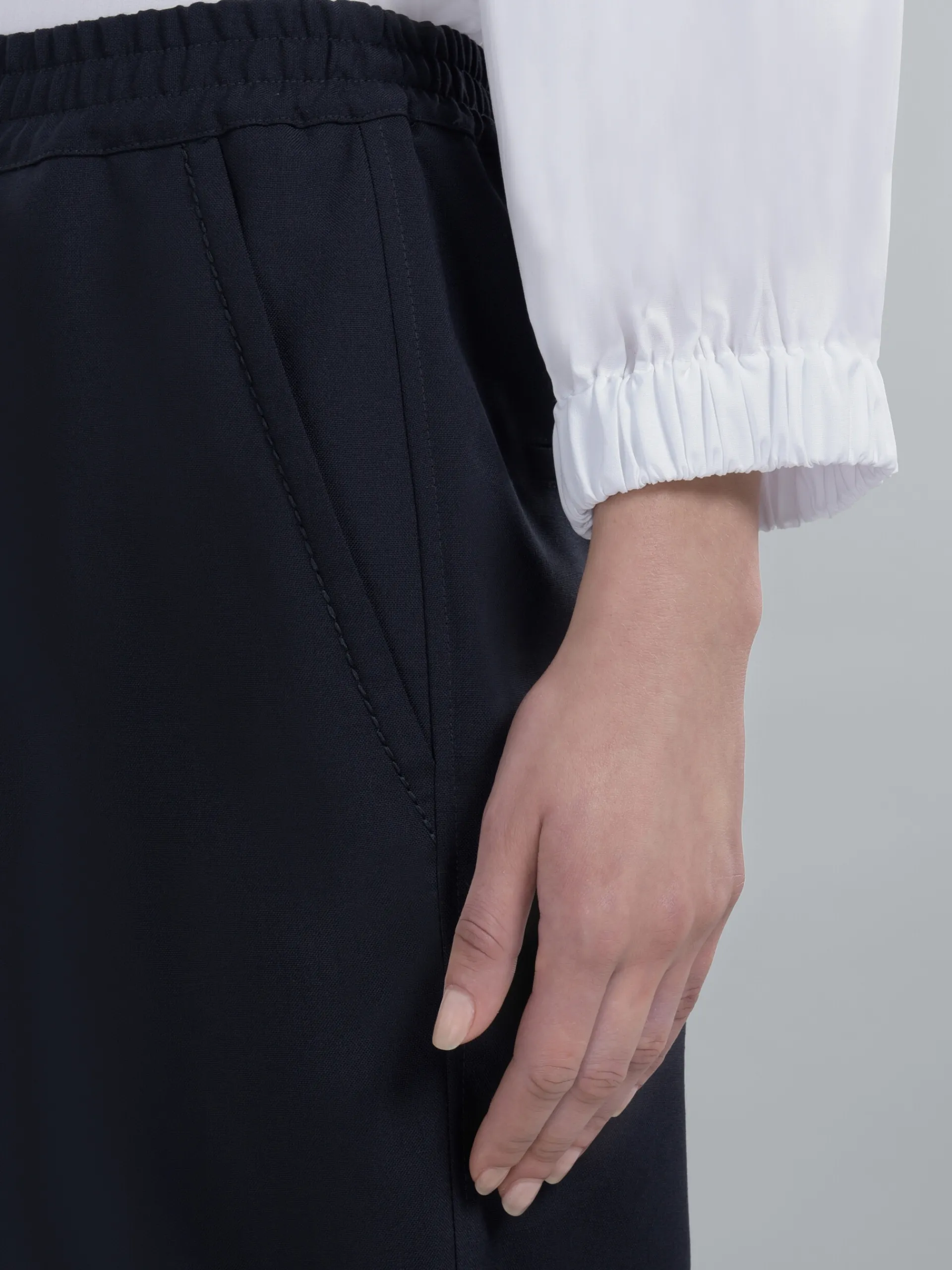 Pants>Marni Cropped Trousers In Blue Tropical Wool BLUBLACK