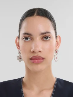 Earrings>Marni Daisy Drop Earrings With Pavé Rhinestones GLASS