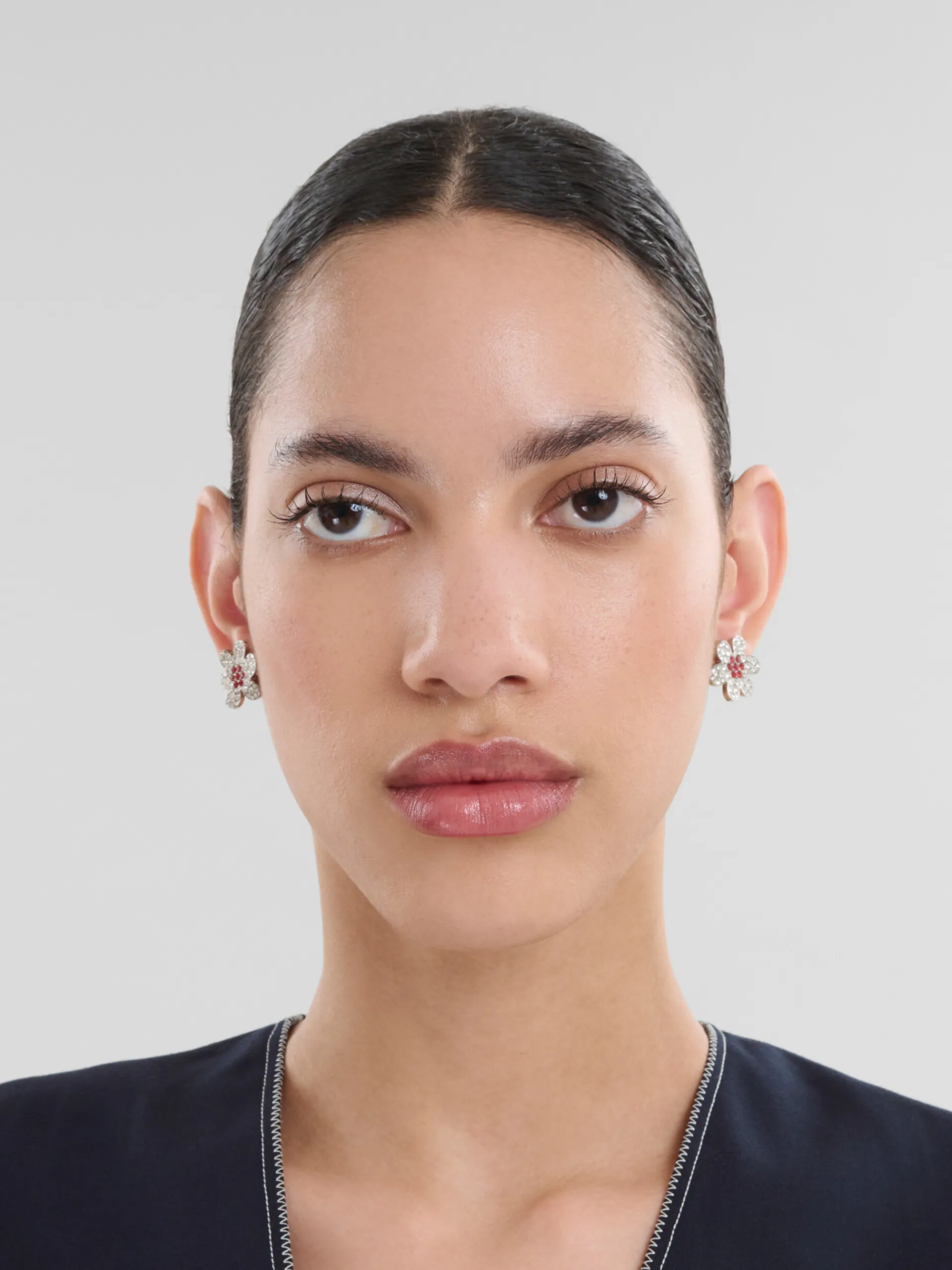 Earrings>Marni Daisy Stud Earrings With Pavé Rhinestones GLASS