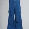 Pants>Marni Dark Blue Denim Cargo Pants With Logo Patch OCEAN