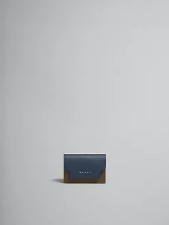 Wallets & Small Leather Goods>Marni Deep Blue Cream And Green Saffiano Leather Tri-fold Wallet NIGHT BLUE/TALC/DUSTY OLIVE