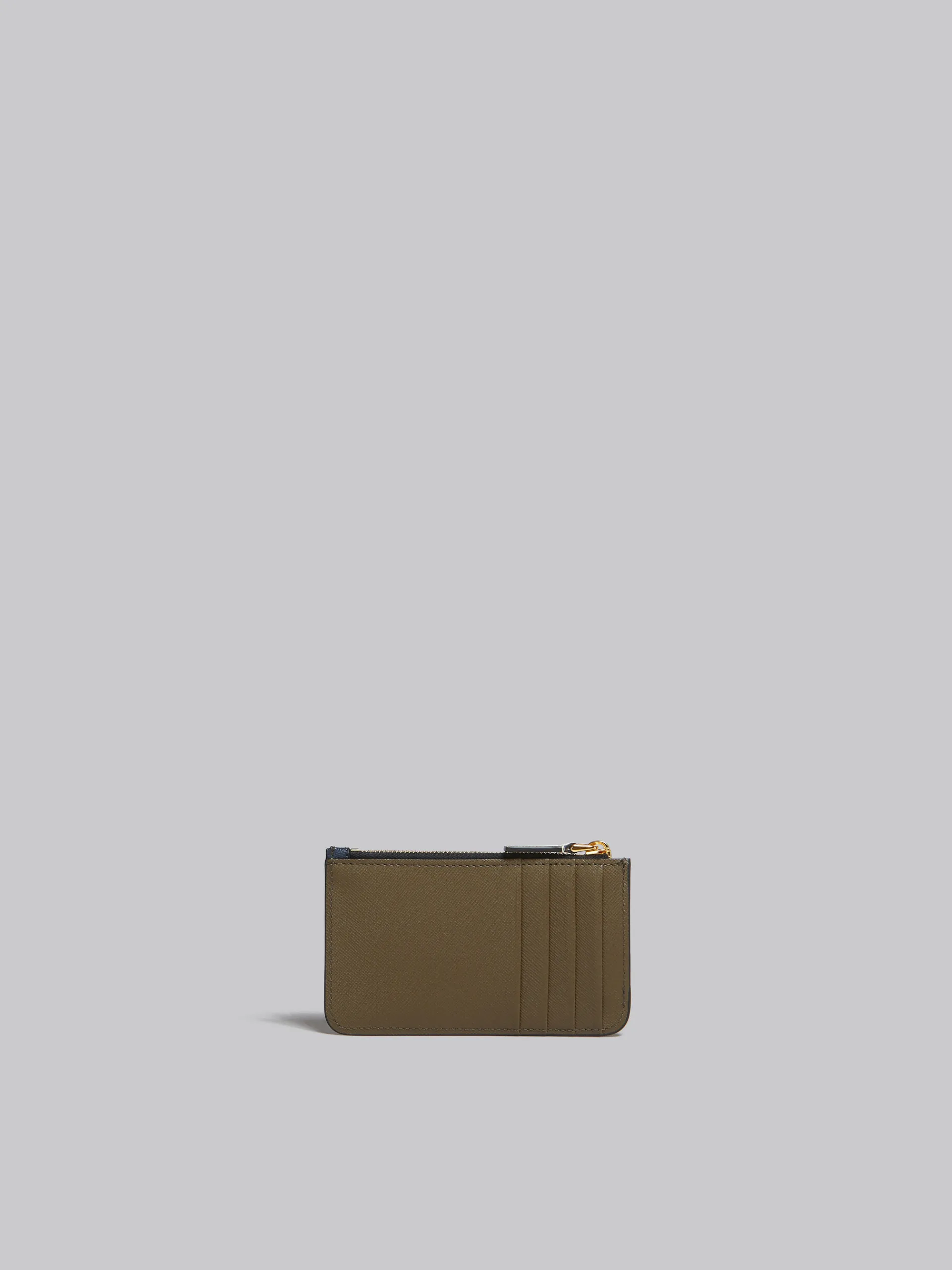 Wallets & Small Leather Goods>Marni Deep Blue Cream And Green Saffiano Leather Card Case NIGHT BLUE/TALC/DUSTY OLIVE