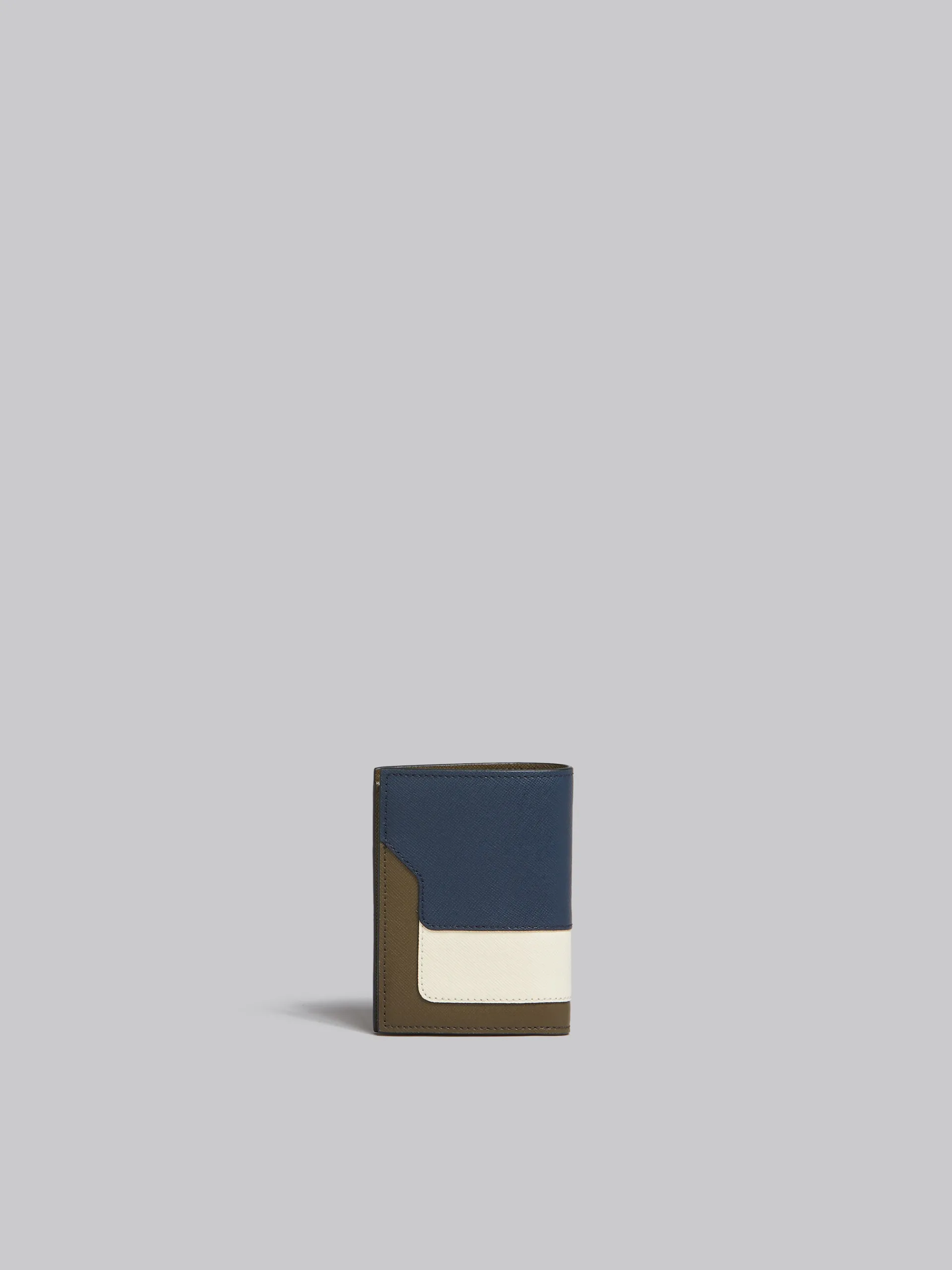 Wallets & Small Leather Goods>Marni Deep Blue Cream And Green Saffiano Leather Bi-fold Wallet NIGHT BLUE/TALC/DUSTY OLIVE