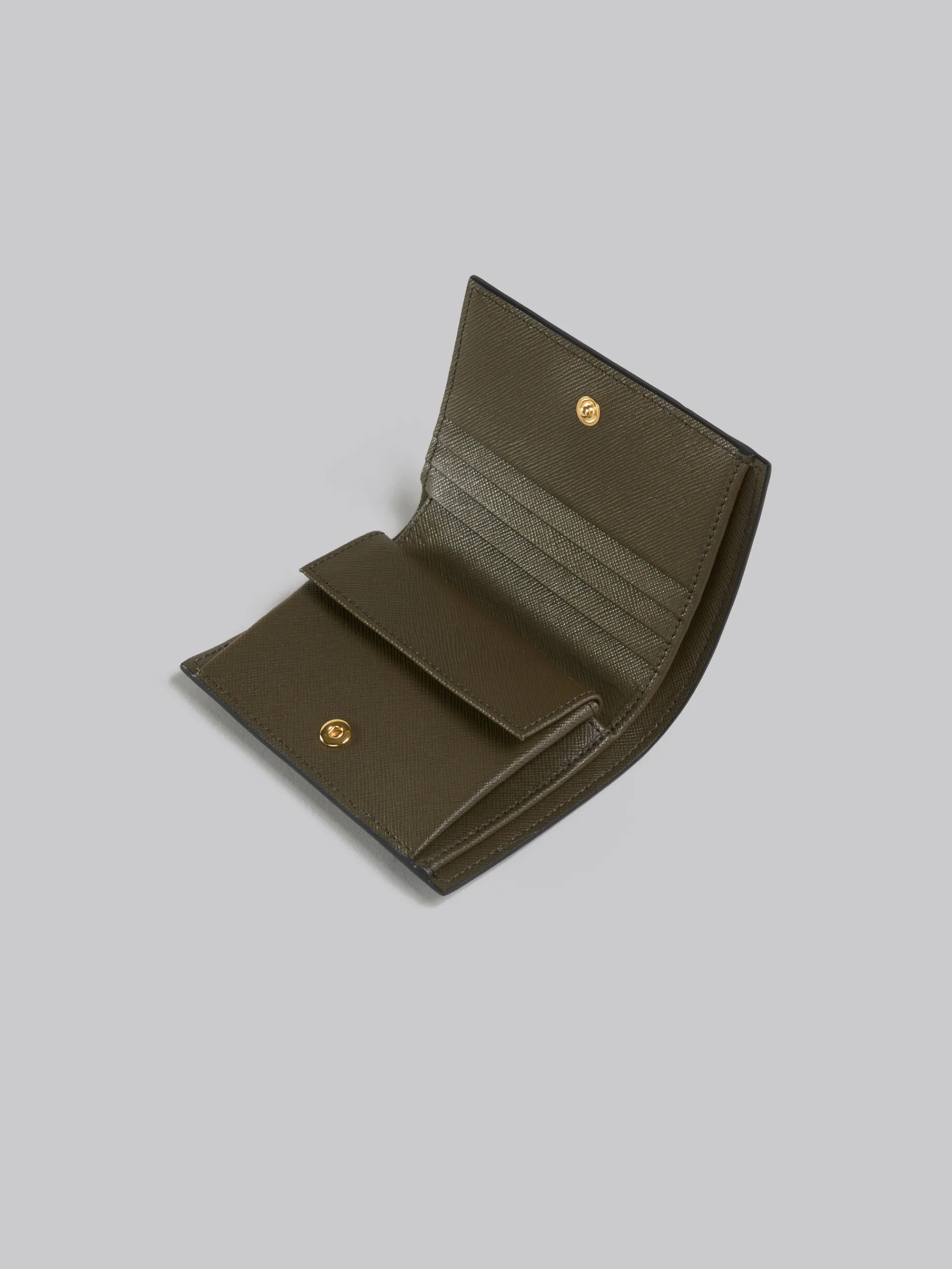 Wallets & Small Leather Goods>Marni Deep Blue Cream And Green Saffiano Leather Bi-fold Wallet NIGHT BLUE/TALC/DUSTY OLIVE