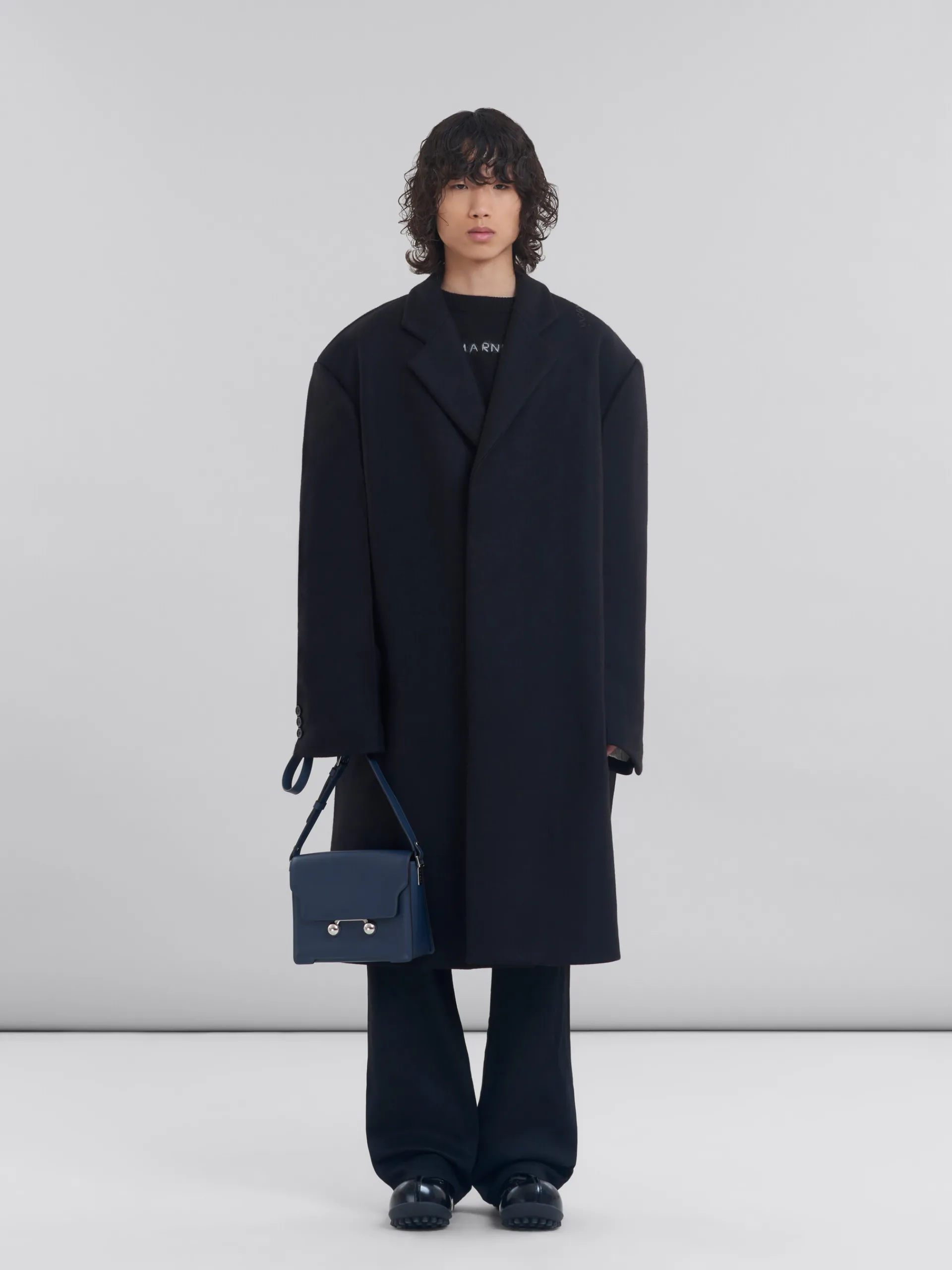 Trunkaroo Bag | Crossbody Bags>Marni Deep Blue Leather Trunkaroo Medium Shoulder Bag NIGHTBLUE