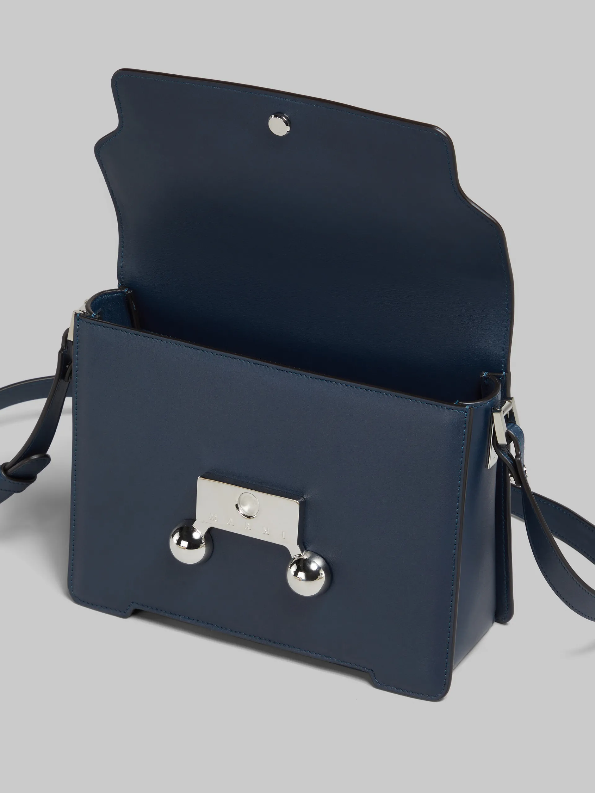 Trunkaroo Bag | Crossbody Bags>Marni Deep Blue Leather Trunkaroo Medium Shoulder Bag NIGHTBLUE