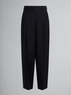 Pants>Marni Deep Blue Tropical Wool Pleated Trousers BLUBLACK