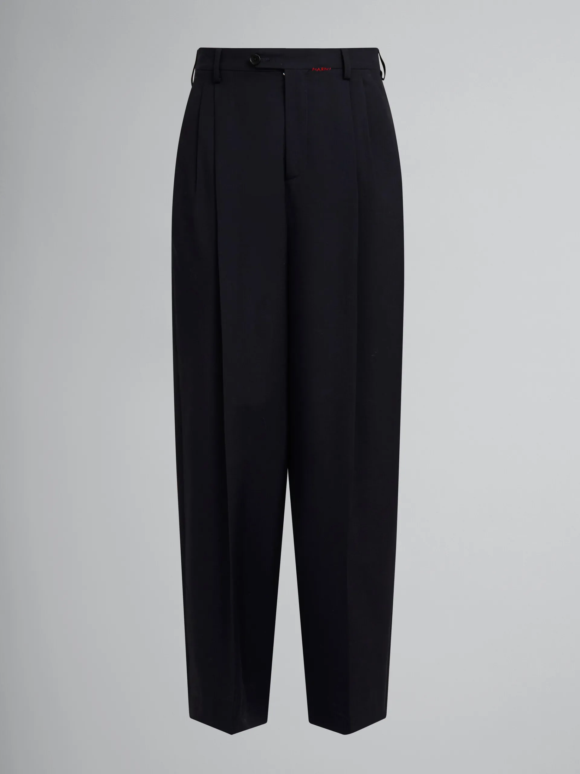Pants>Marni Deep Blue Tropical Wool Pleated Trousers BLUBLACK