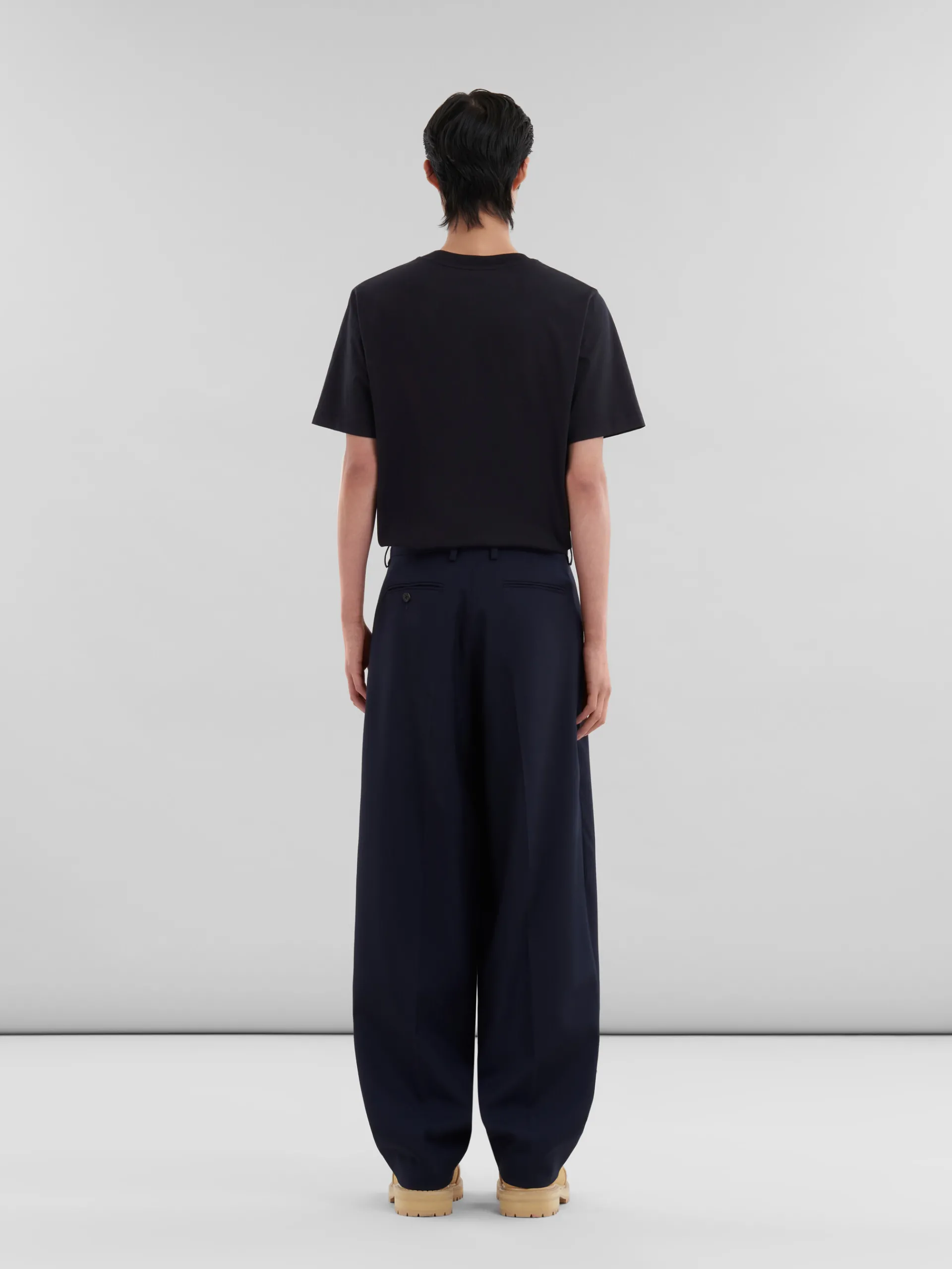 Pants>Marni Deep Blue Tropical Wool Pleated Trousers BLUBLACK