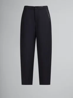 Pants>Marni Deep Blue Tropical Wool Trousers With Mending BLUBLACK