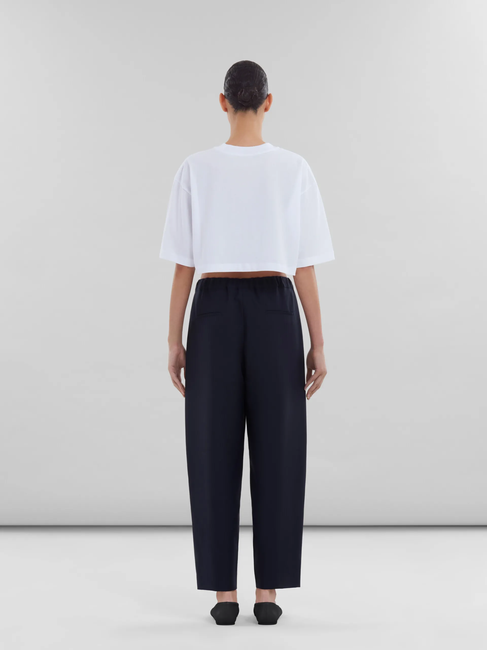 Pants>Marni Deep Blue Tropical Wool Trousers With Mending BLUBLACK