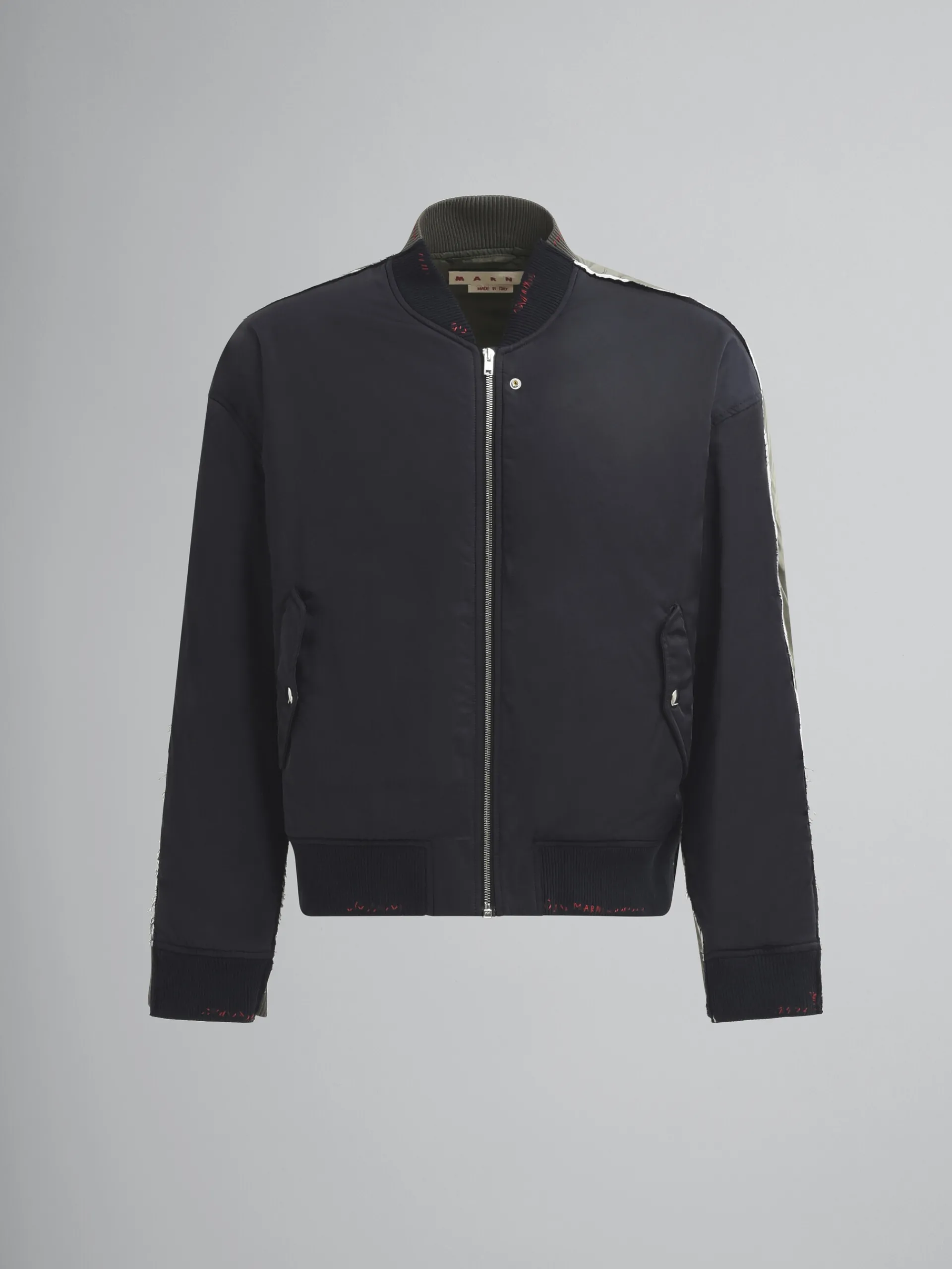 Coats & Jackets>Marni Deep Blue Twill Bomber Jacket With Contrast Back BLUBLACK