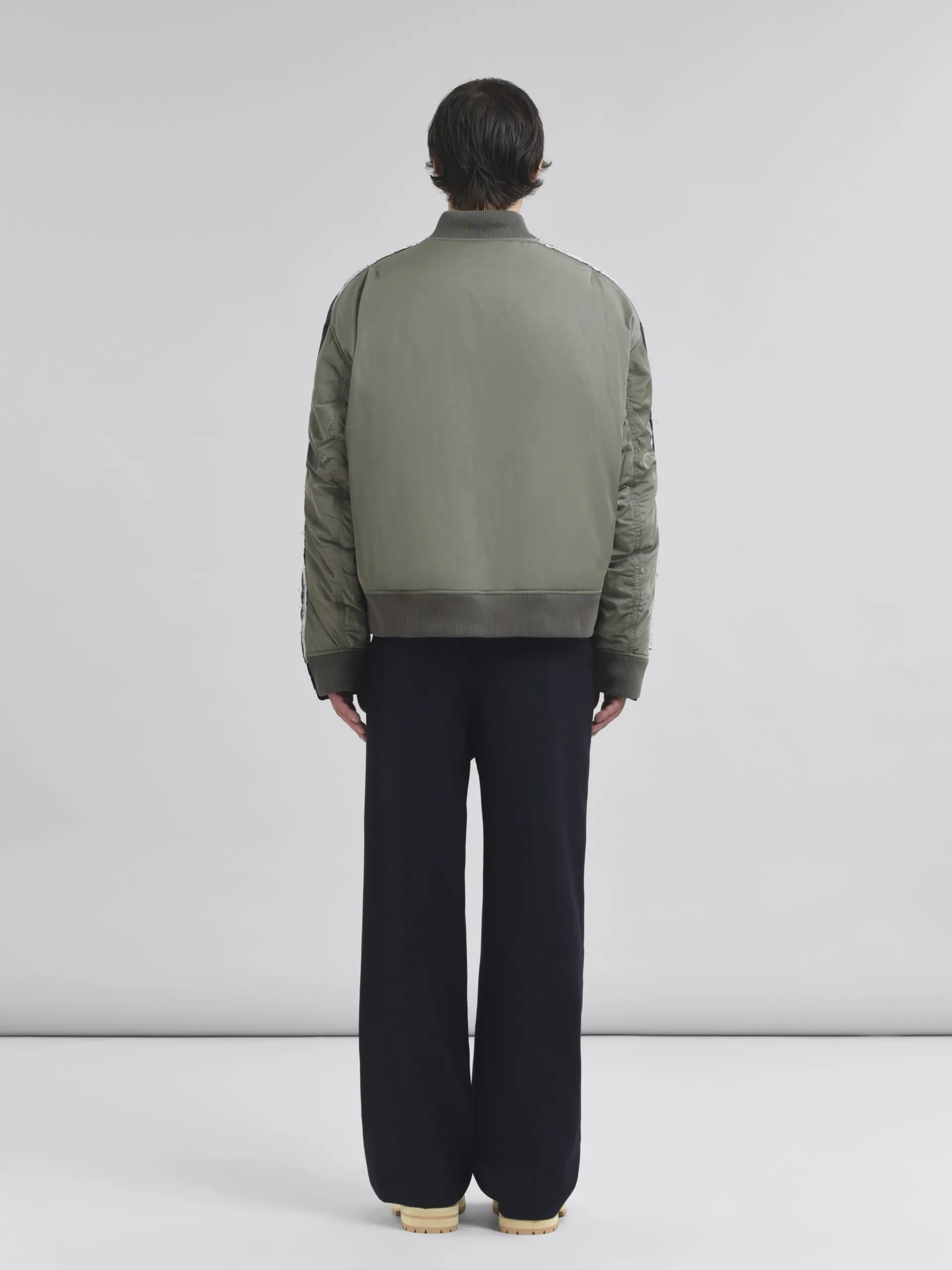 Coats & Jackets>Marni Deep Blue Twill Bomber Jacket With Contrast Back BLUBLACK