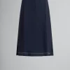 Skirts>Marni Deep Blue Wool Midi Skirt With Pressed Pleats BLUBLACK