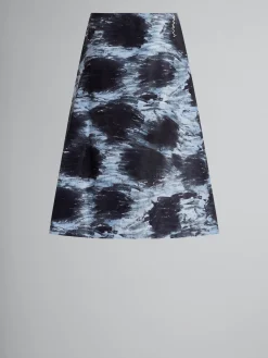 Skirts>Marni Duchesse Flared Skirt With Crayon Leopard Print ANTIQUE SILVER
