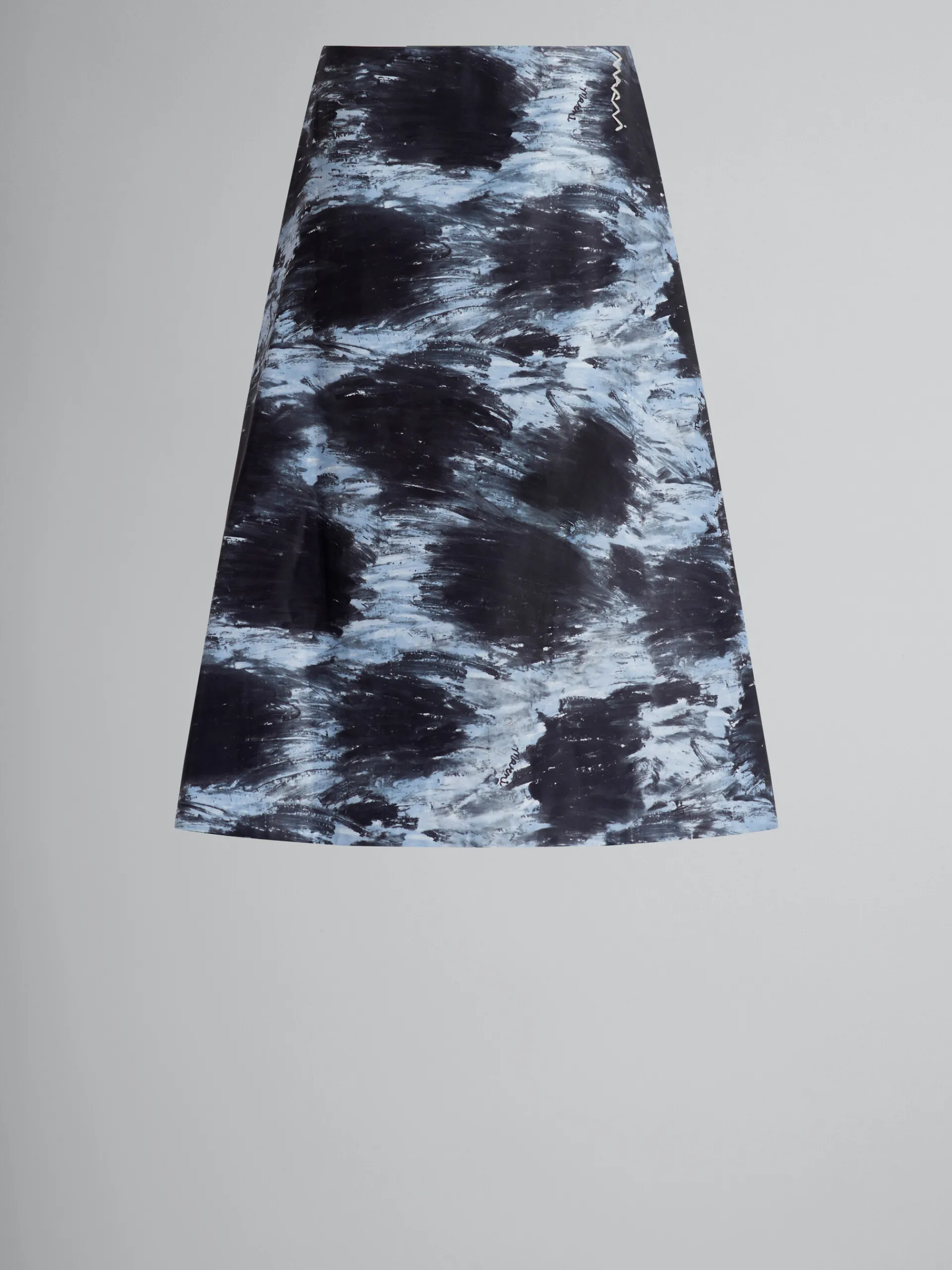 Skirts>Marni Duchesse Flared Skirt With Crayon Leopard Print ANTIQUE SILVER