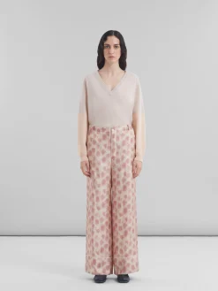 Pants>Marni Dusty Pink Silk Palazzo Trousers With Crayon Leopard Print ANTIQUEROSE