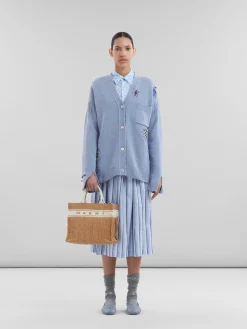 Tote Bags>Marni Ecru Raffia-effect Small Tote Bag With Tufted Logo ECRU/WHITE