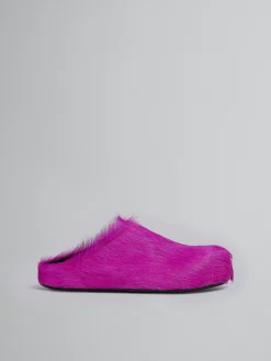 Flats | Fussbett>Marni Long-hair Calfskin Fussbett Sabot FUCHSIA