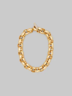 Necklaces>Marni Ring Choker With Rhinestone Clasp GOLD