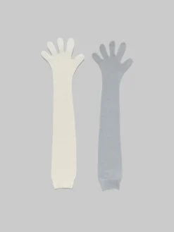 Other Accessories>Marni Gray And White Wool And Cashmere Long Gloves SODIUM