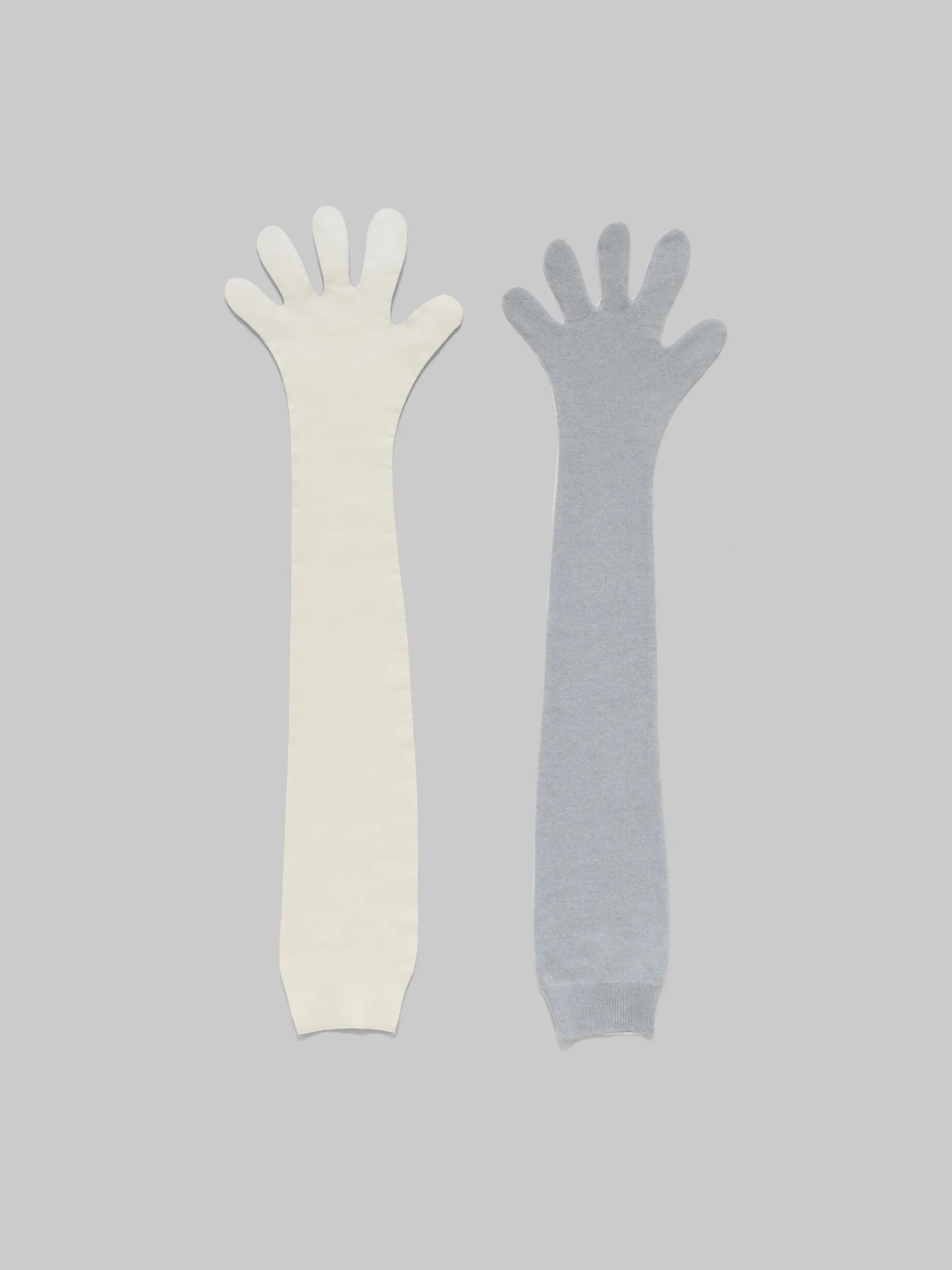 Other Accessories>Marni Gray And White Wool And Cashmere Long Gloves SODIUM