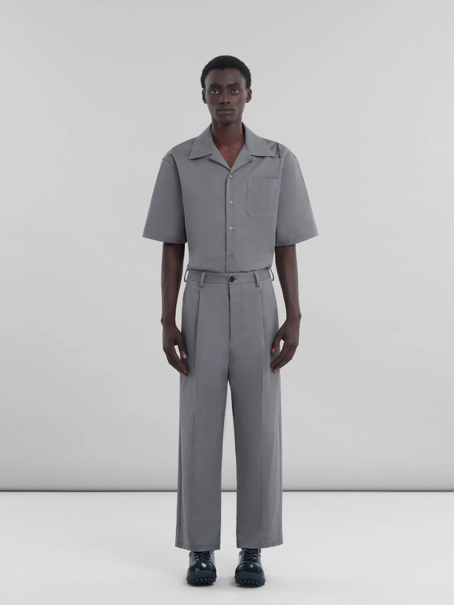 Pants>Marni Gray Gabardine Classic Trousers ANTIQUE SILVER