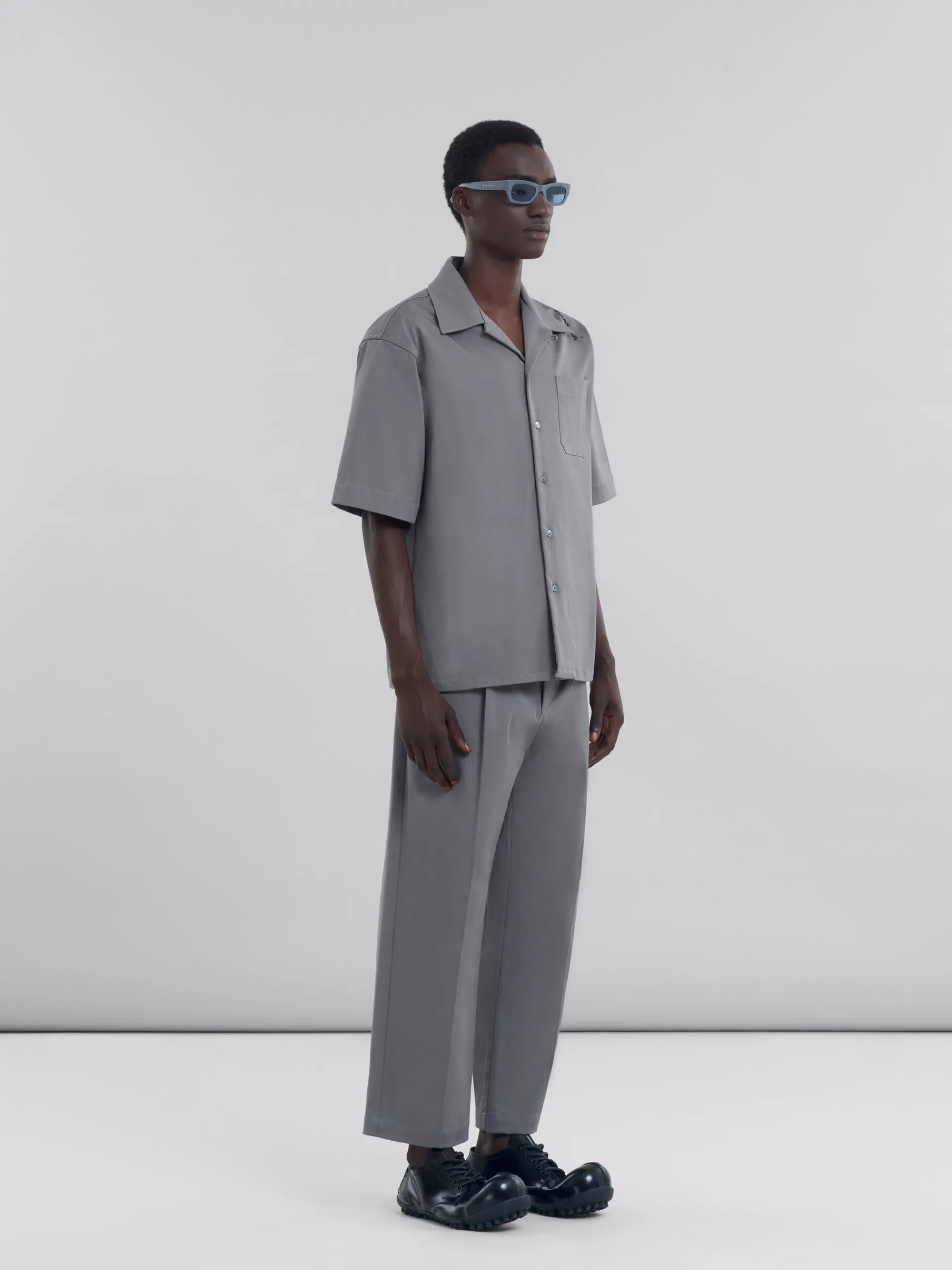 Pants>Marni Gray Gabardine Classic Trousers ANTIQUE SILVER