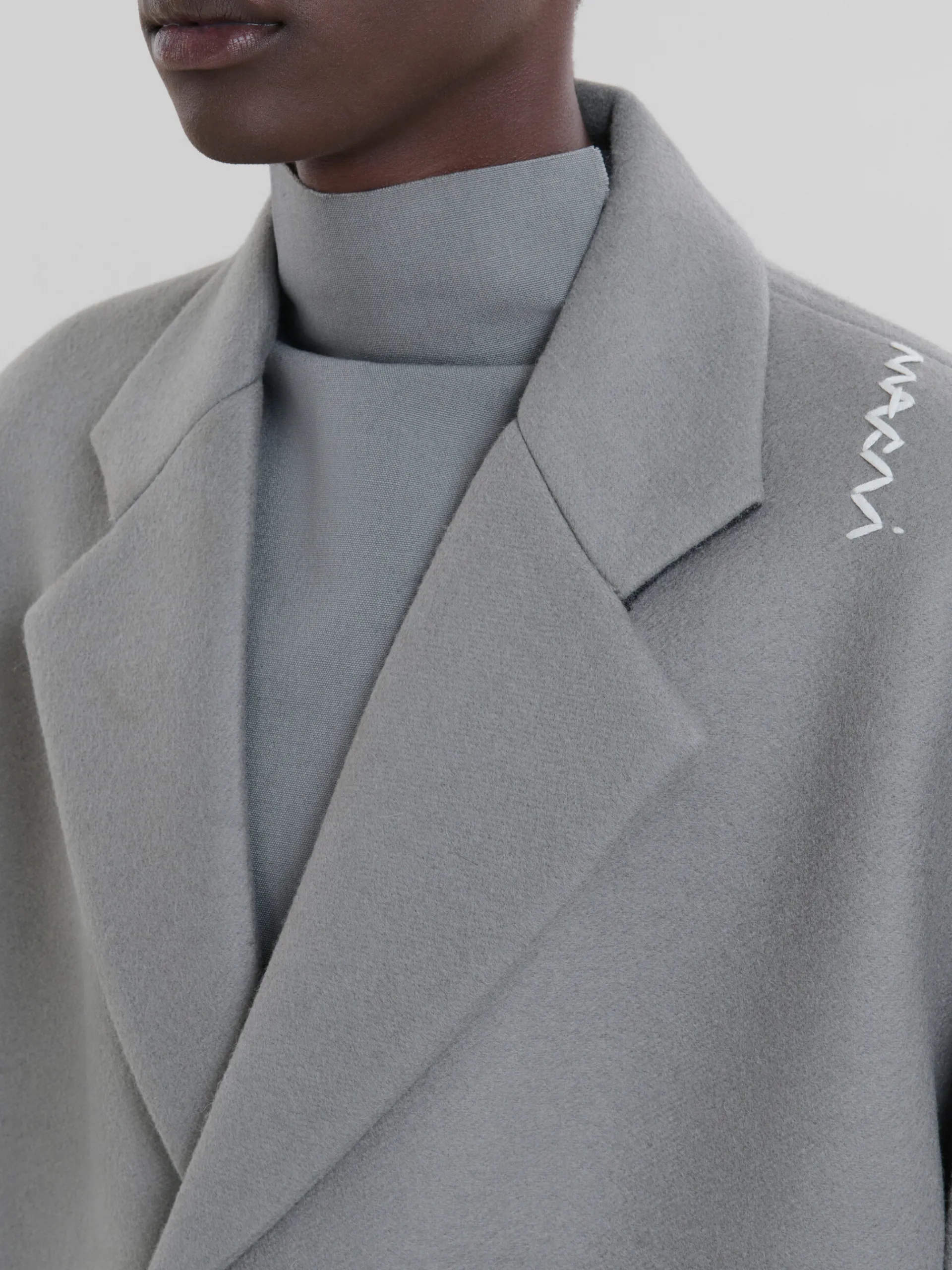 Coats & Jackets>Marni Gray Wool Oversized Coat ANTIQUE SILVER