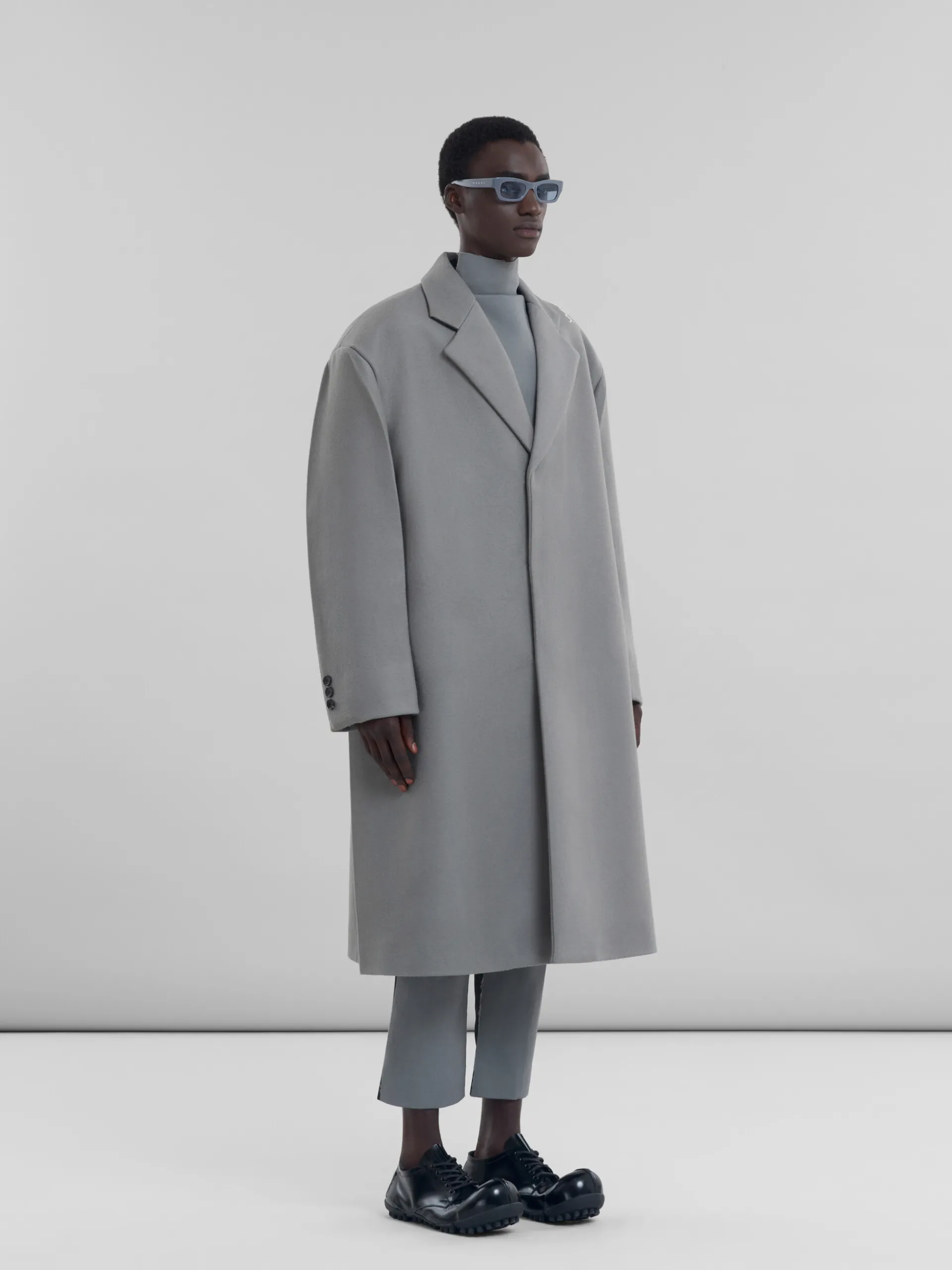 Coats & Jackets>Marni Gray Wool Oversized Coat ANTIQUE SILVER