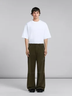 Pants>Marni Green Compact Suede Trousers DARKOLIVE