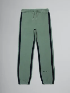 Kids>Marni Green Fleece Jogger Trousers With Stripes DEEP LICHEN GREEN