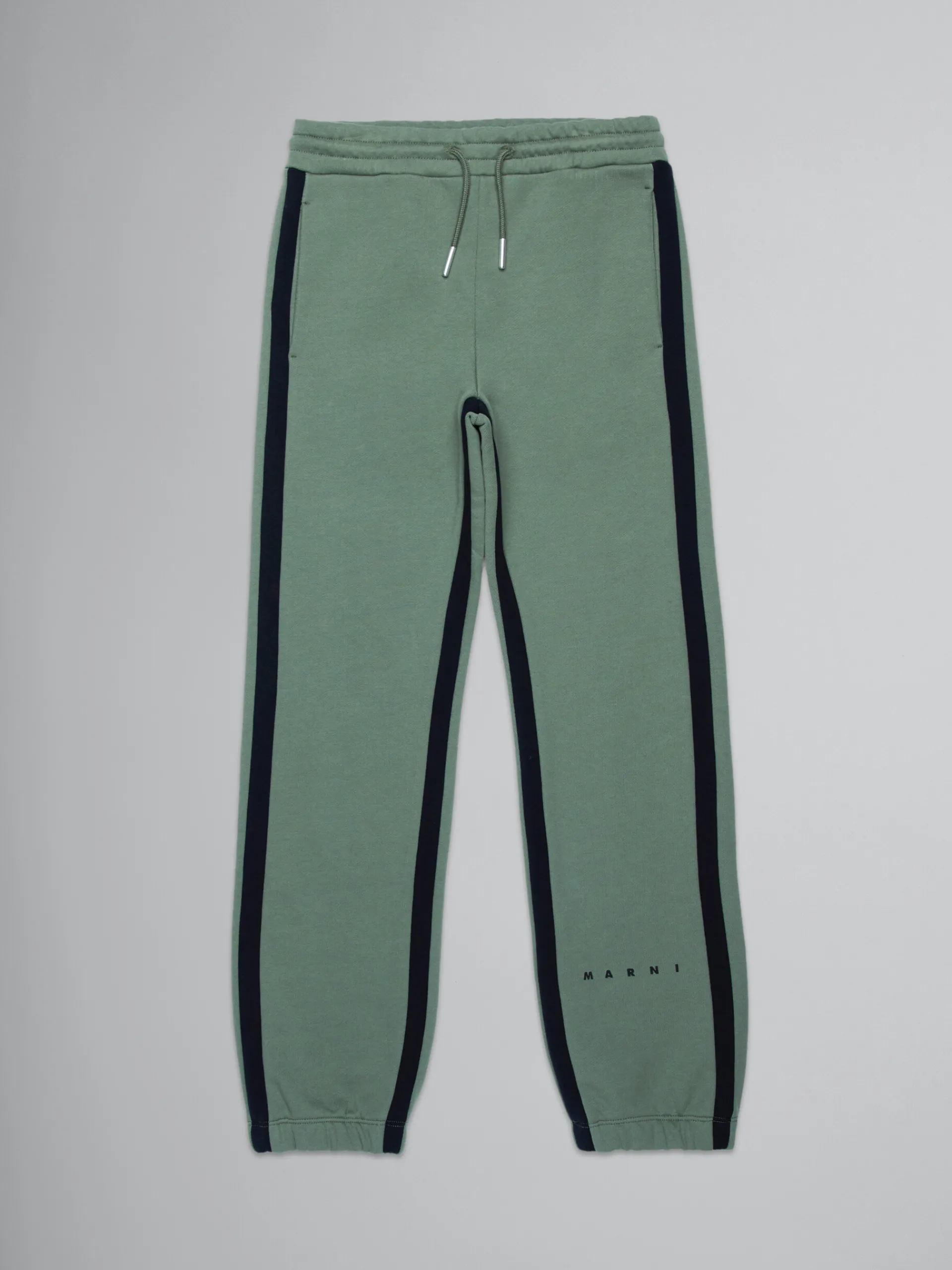 Kids>Marni Green Fleece Jogger Trousers With Stripes DEEP LICHEN GREEN