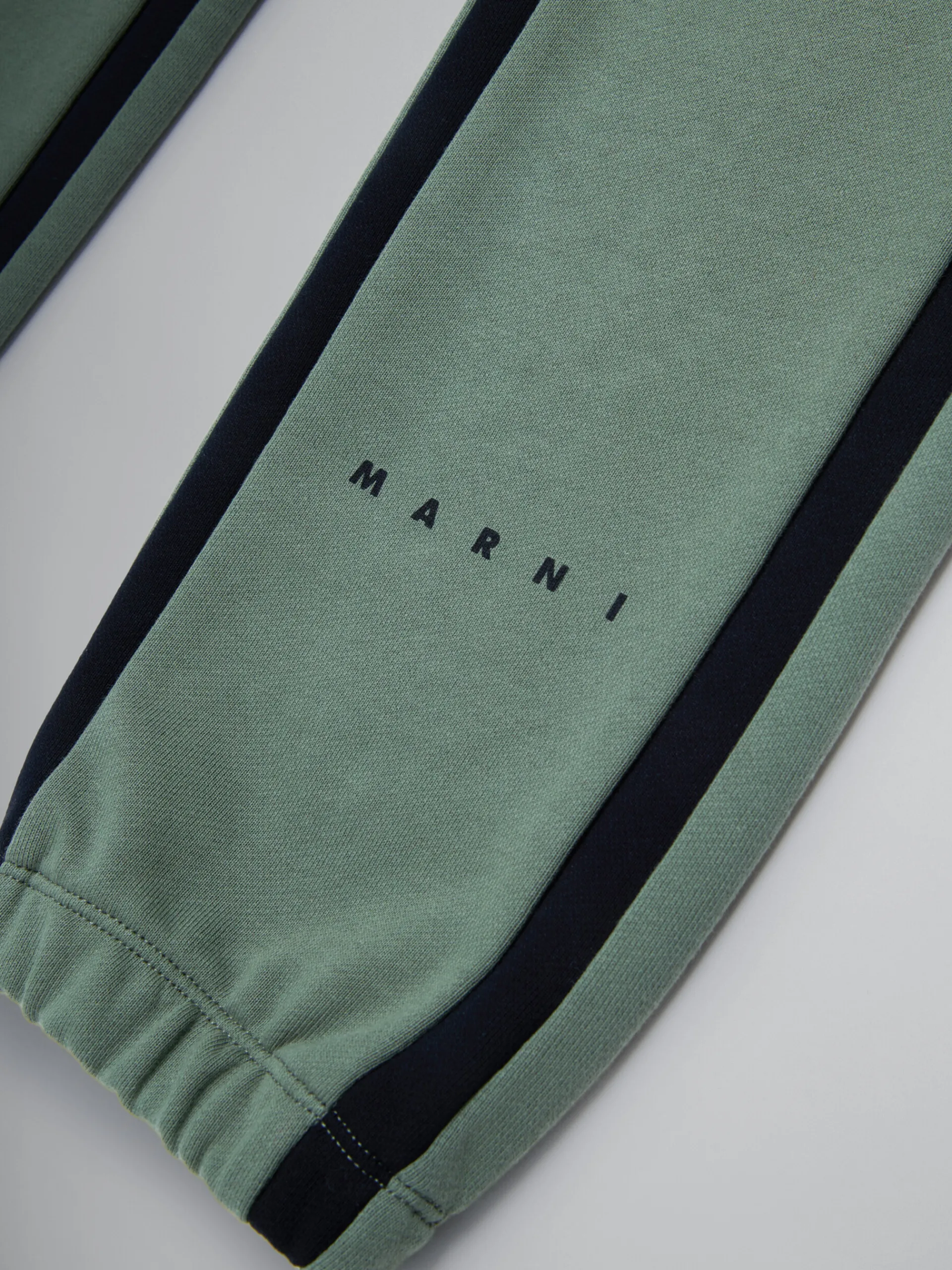 Kids>Marni Green Fleece Jogger Trousers With Stripes DEEP LICHEN GREEN