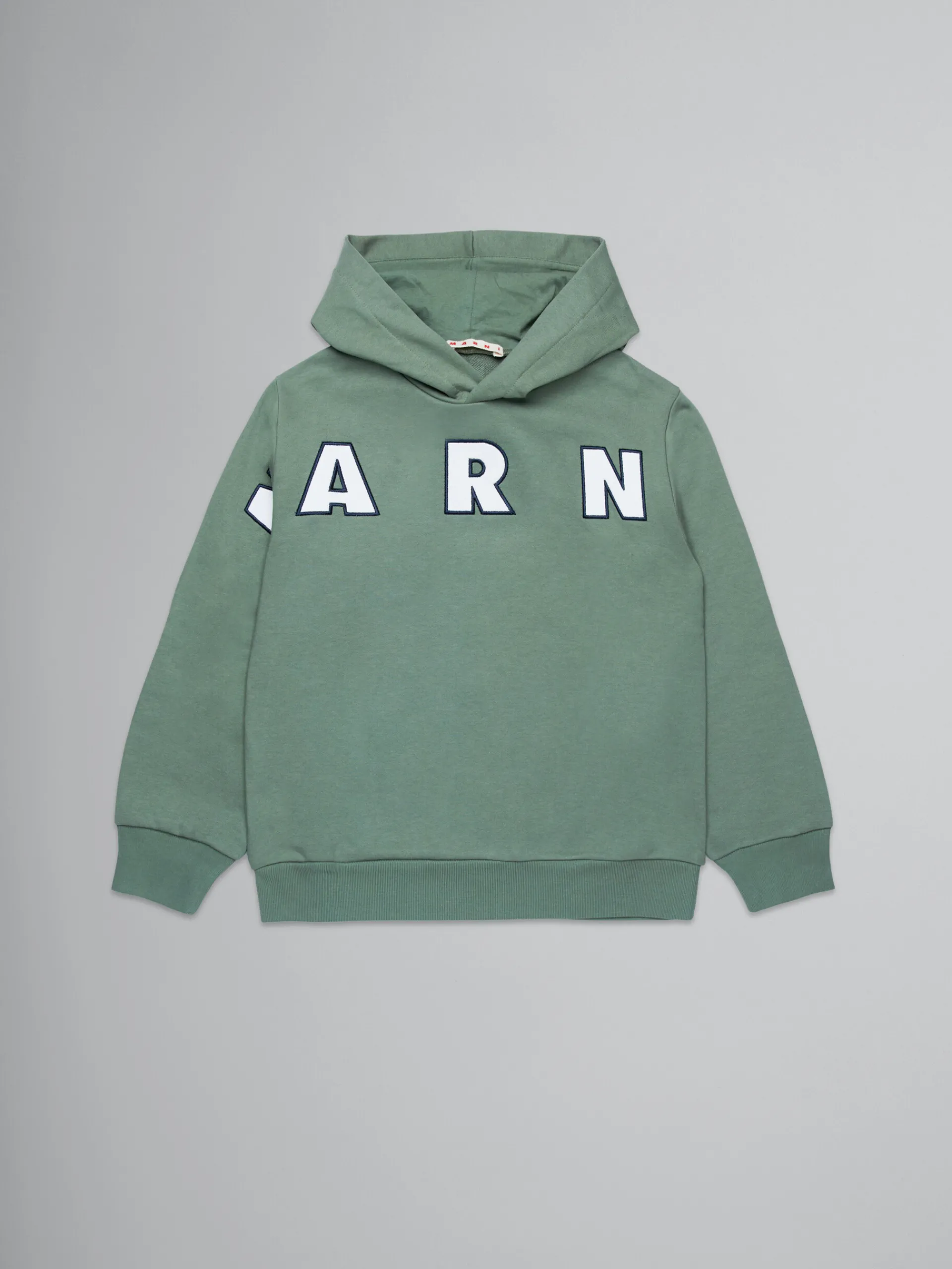 Kids>Marni Green Hooded Sweatshirt With Embroidered Logo DEEP LICHEN GREEN
