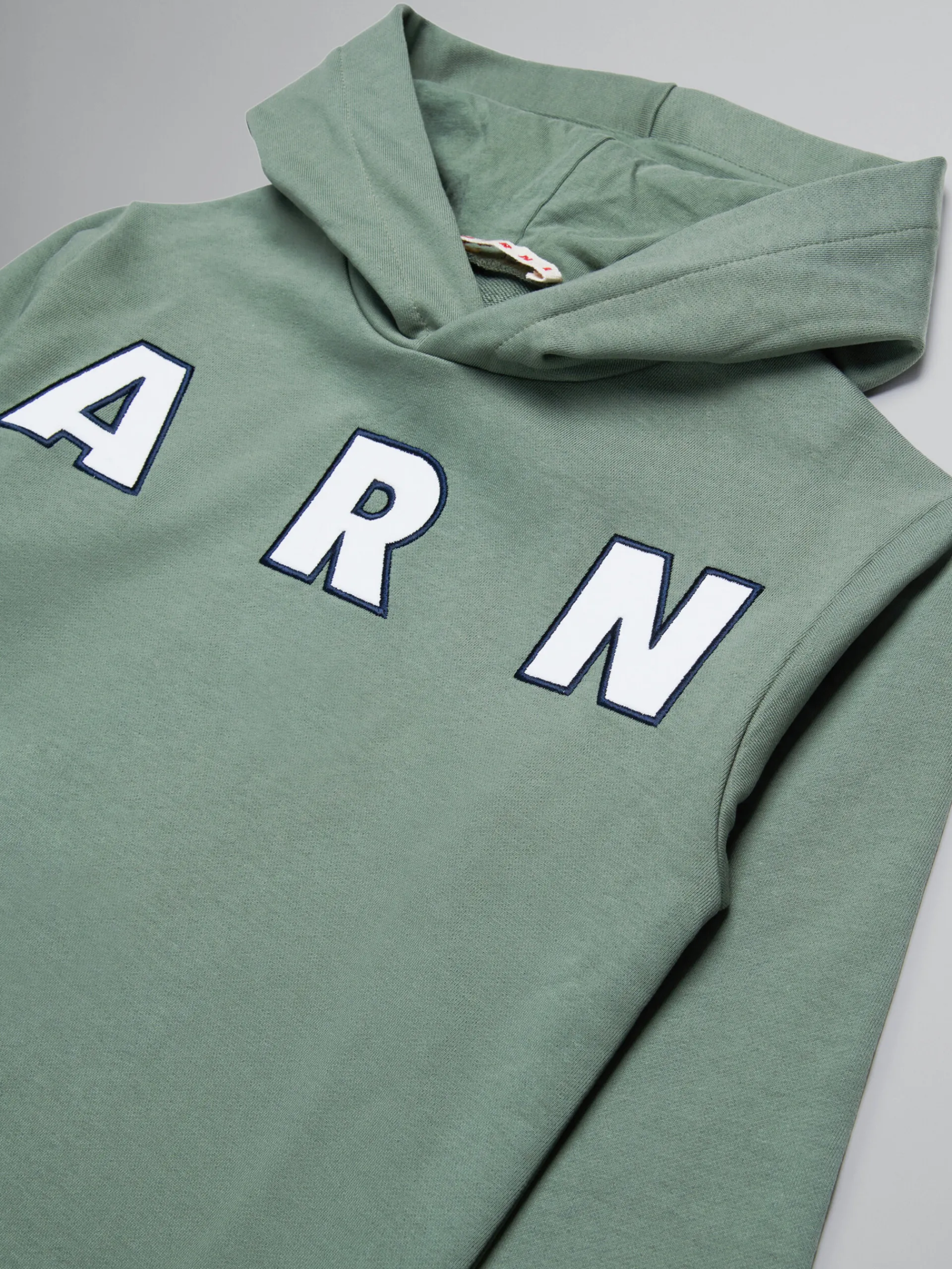 Kids>Marni Green Hooded Sweatshirt With Embroidered Logo DEEP LICHEN GREEN